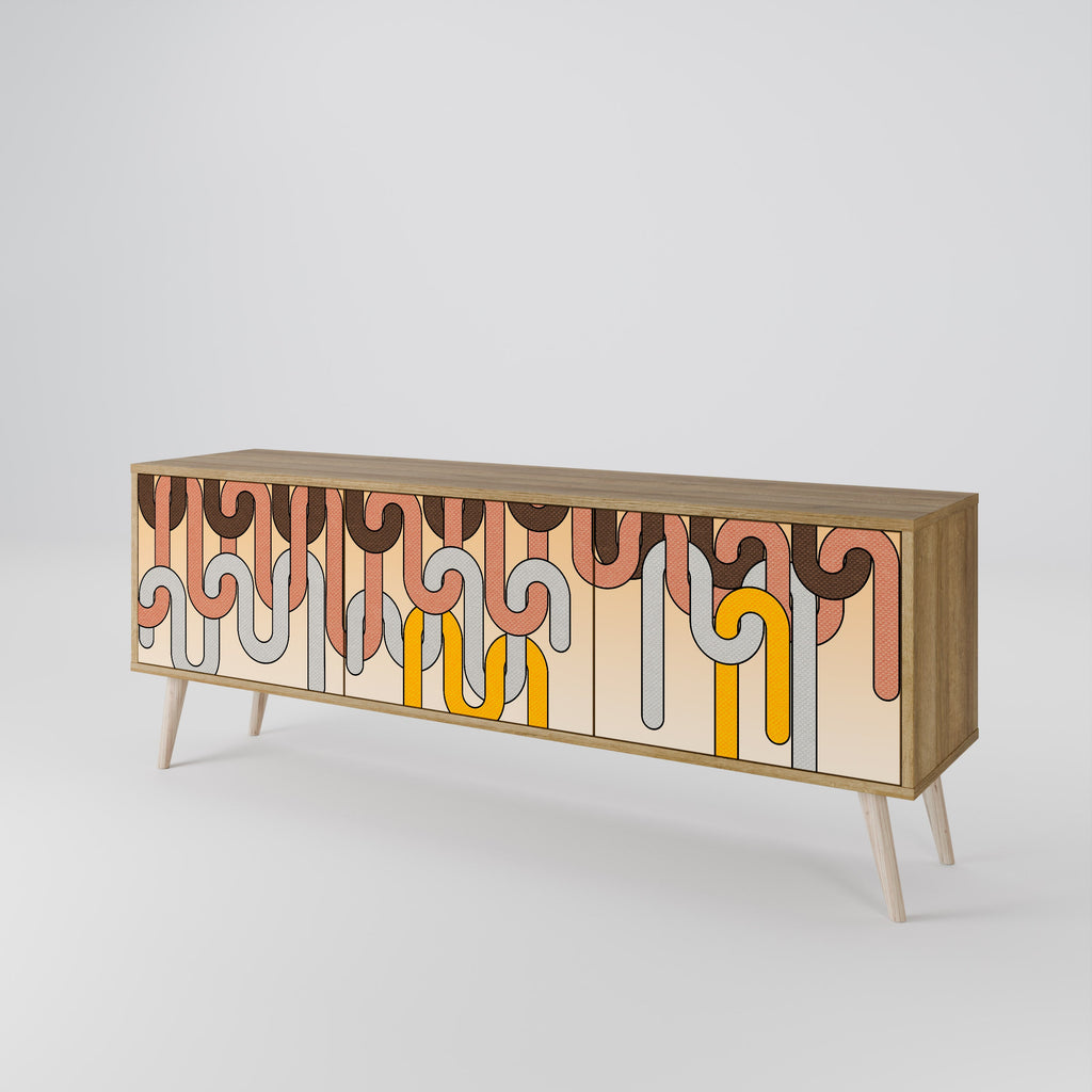 Meuble TV 3 portes COLORFUL STRINGS effet chêne