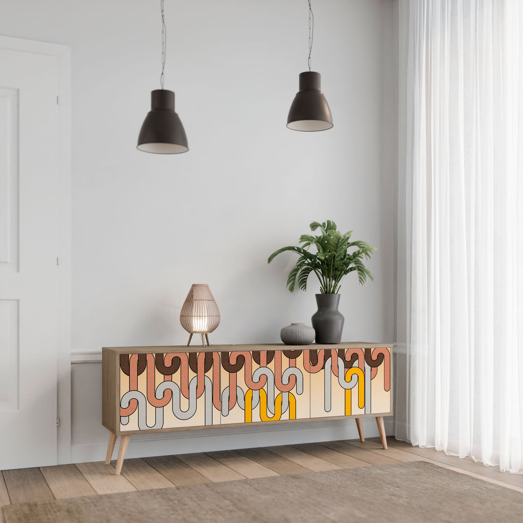 Meuble TV 3 portes COLORFUL STRINGS effet chêne