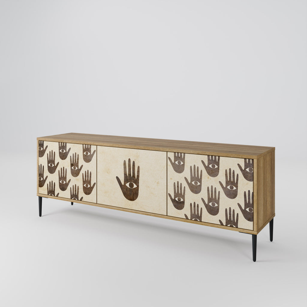 VOIR PLUS Meuble TV 3 portes effet chêne