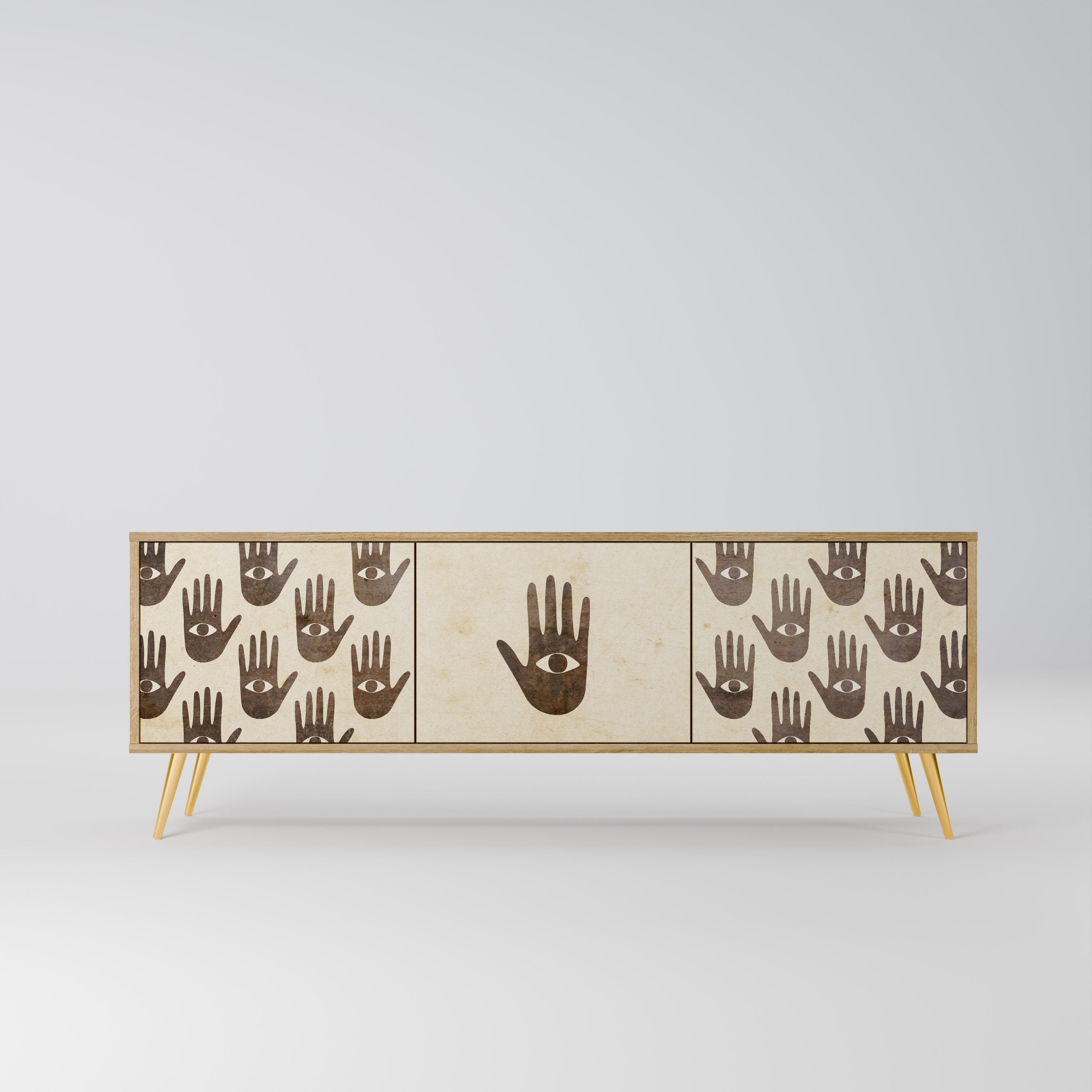 VOIR PLUS Meuble TV 3 portes effet chêne