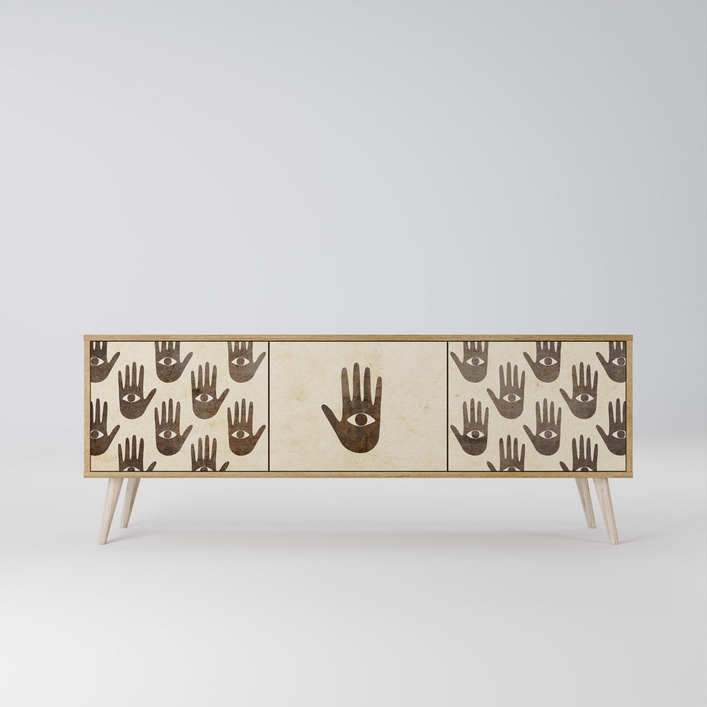 VOIR PLUS Meuble TV 3 portes effet chêne