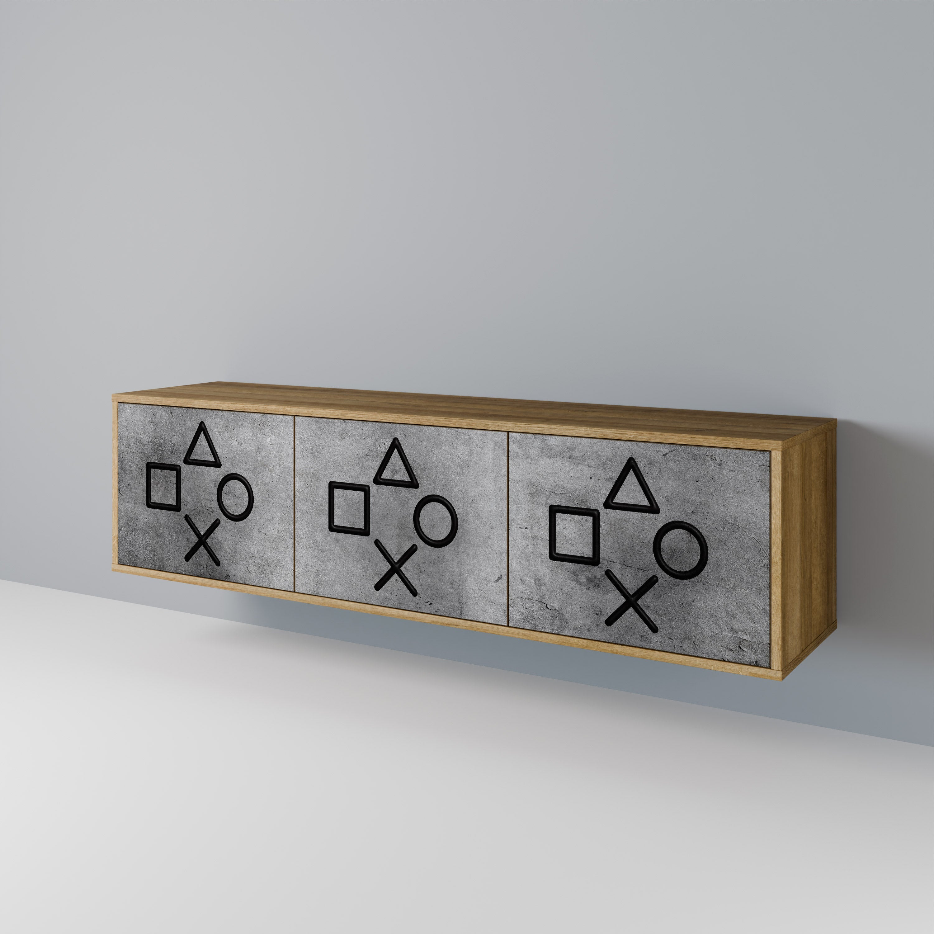 Meuble TV 3 portes GAMER CHOICE effet chêne