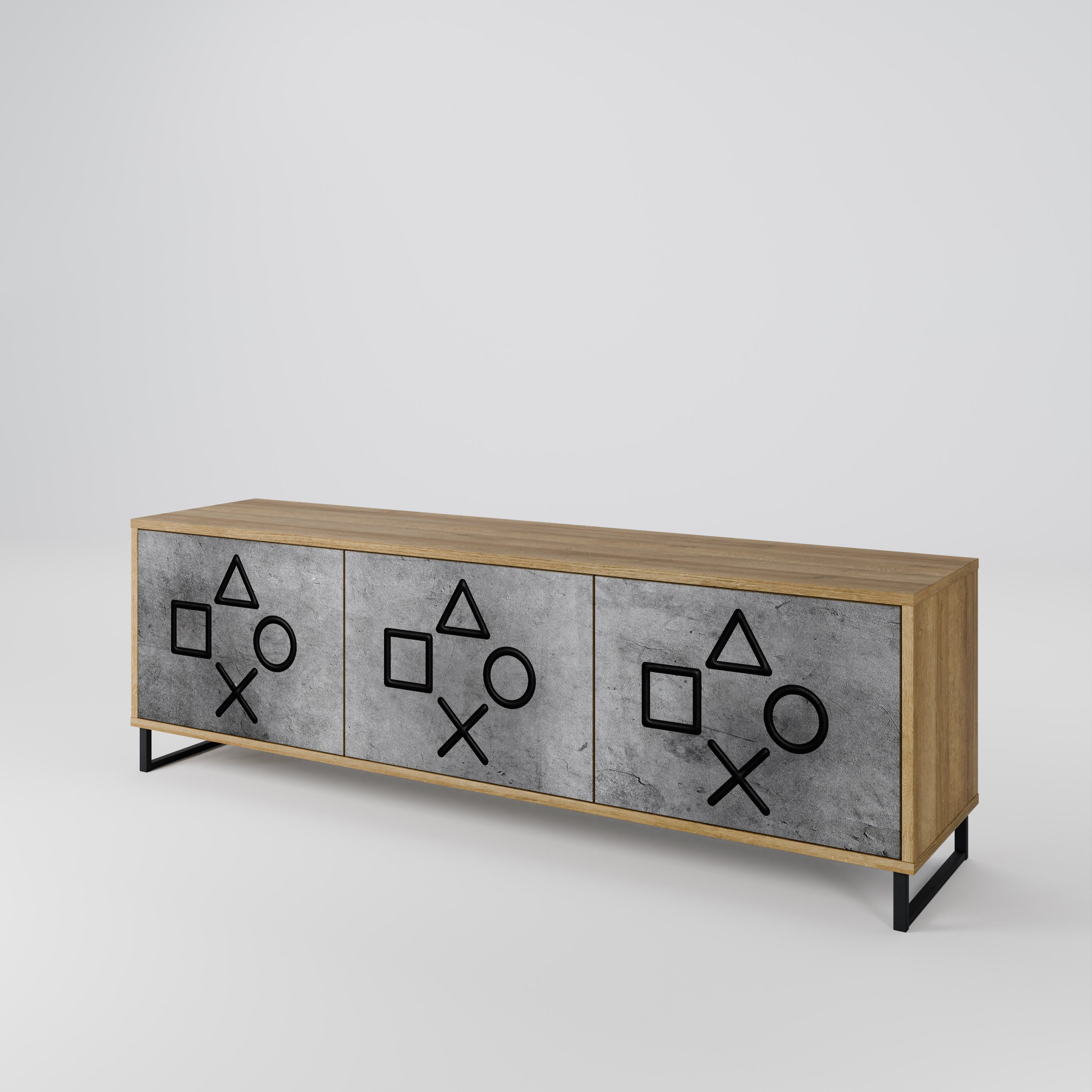 Meuble TV 3 portes GAMER CHOICE effet chêne