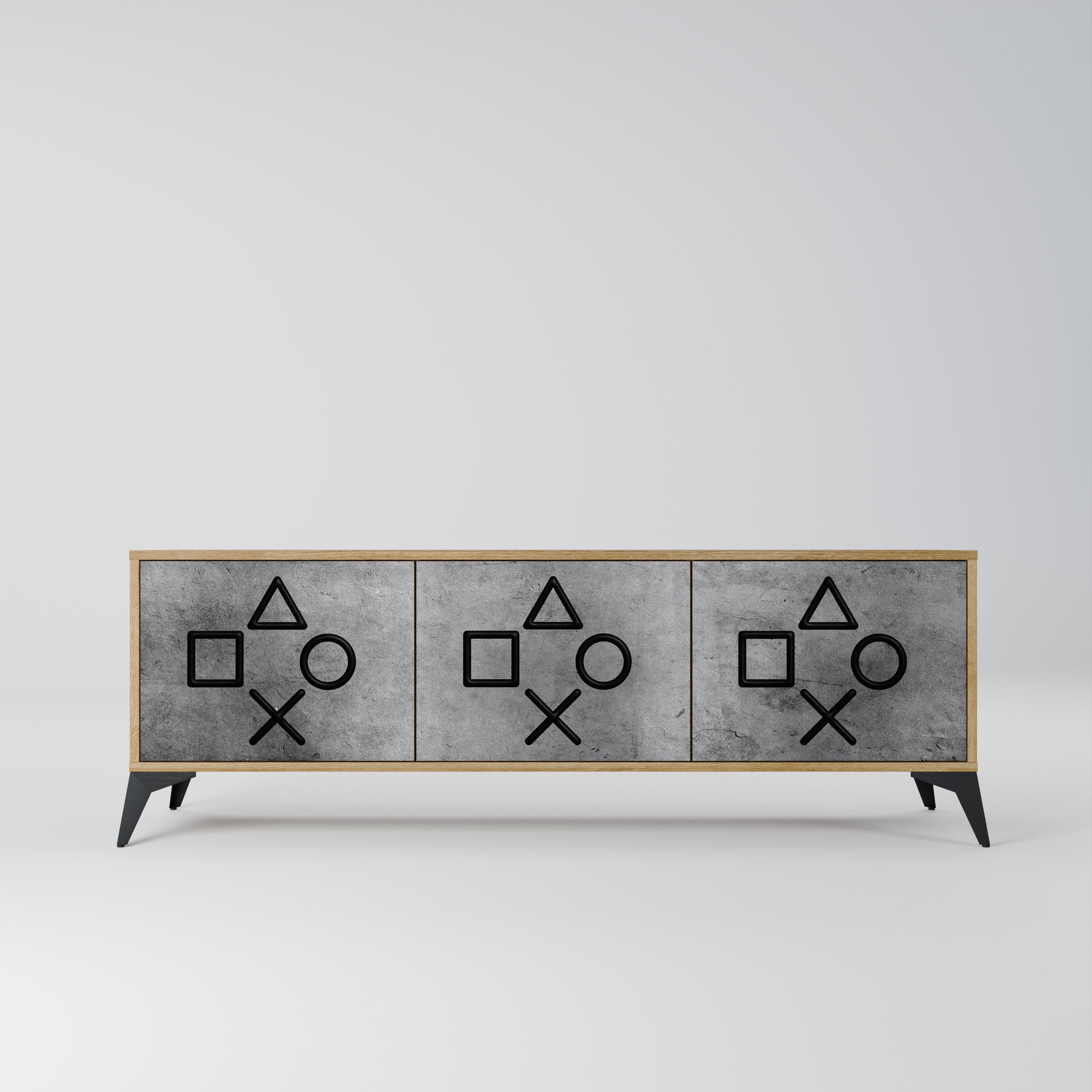 Meuble TV 3 portes GAMER CHOICE effet chêne