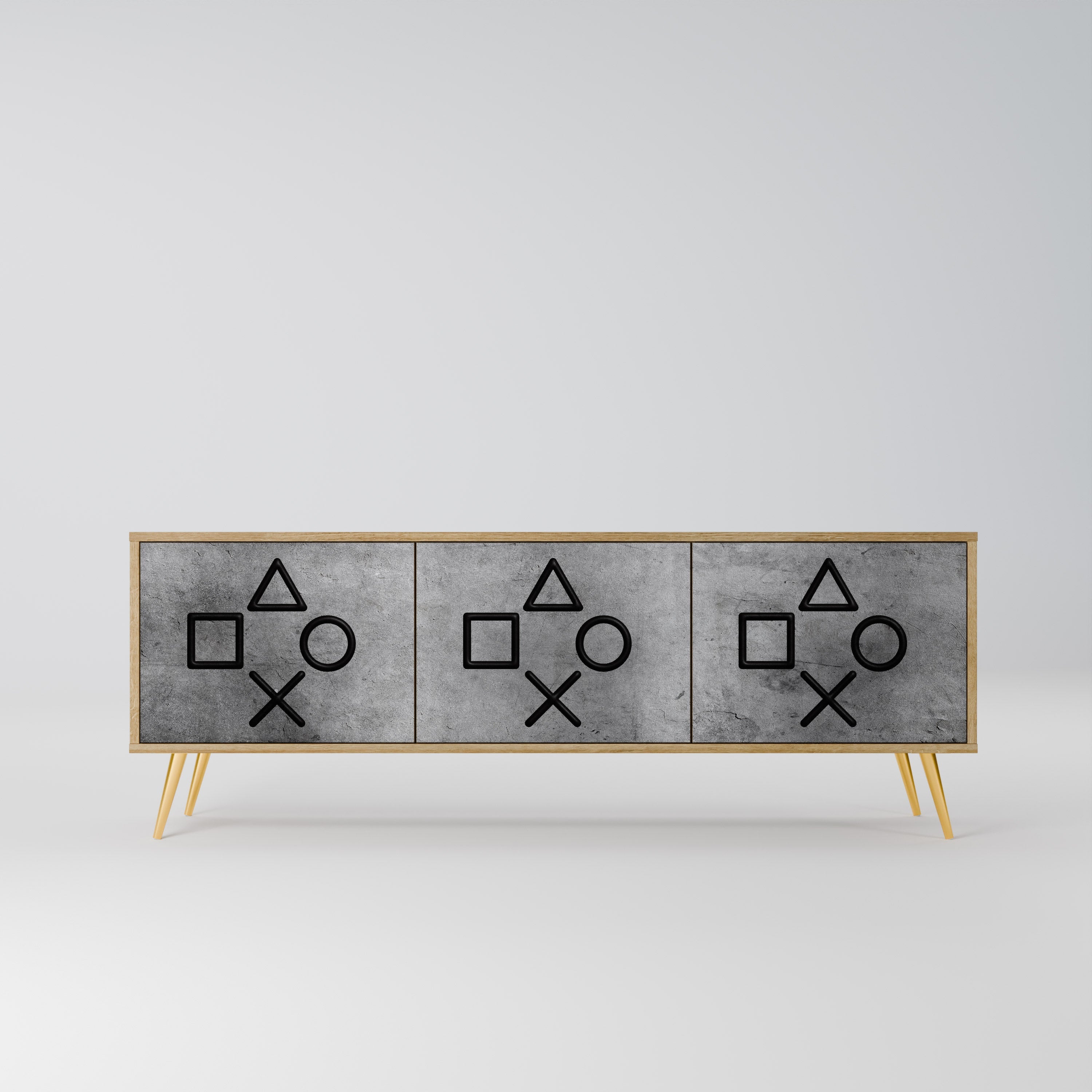 Meuble TV 3 portes GAMER CHOICE effet chêne