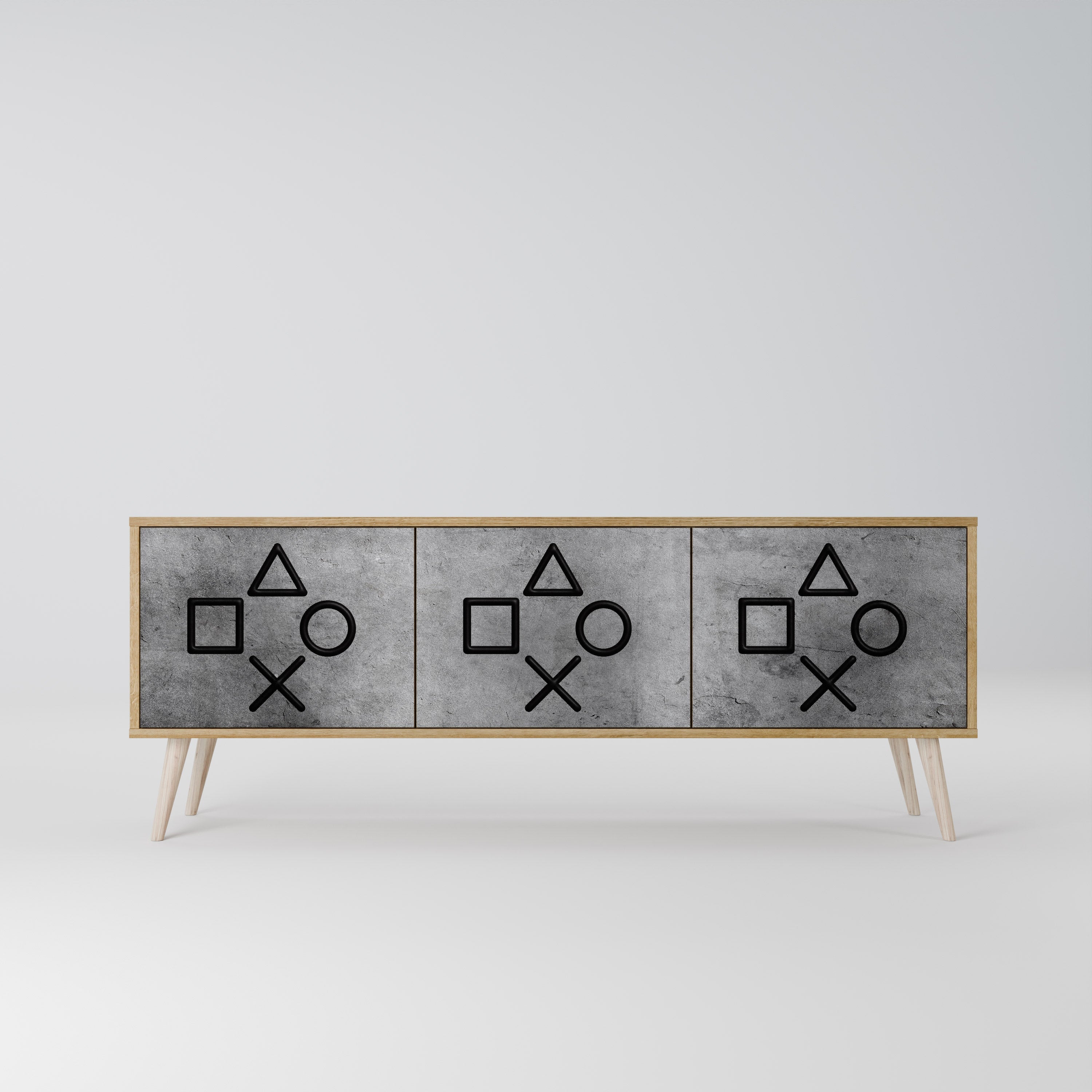 Meuble TV 3 portes GAMER CHOICE effet chêne