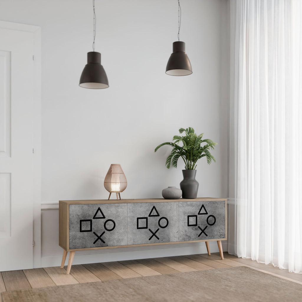 Meuble TV 3 portes GAMER CHOICE effet chêne