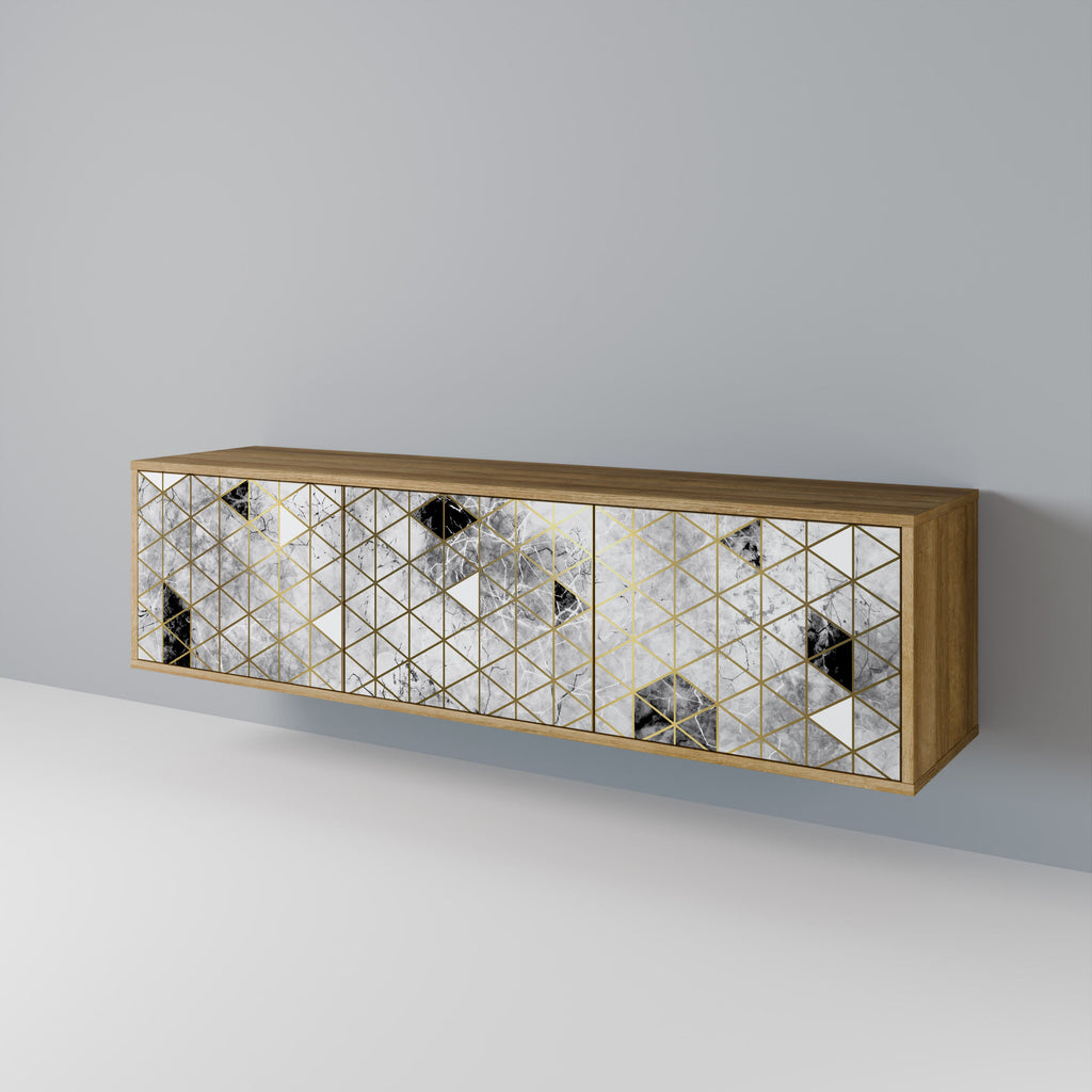 Meuble TV 3 portes ASHEN ARIA effet chêne