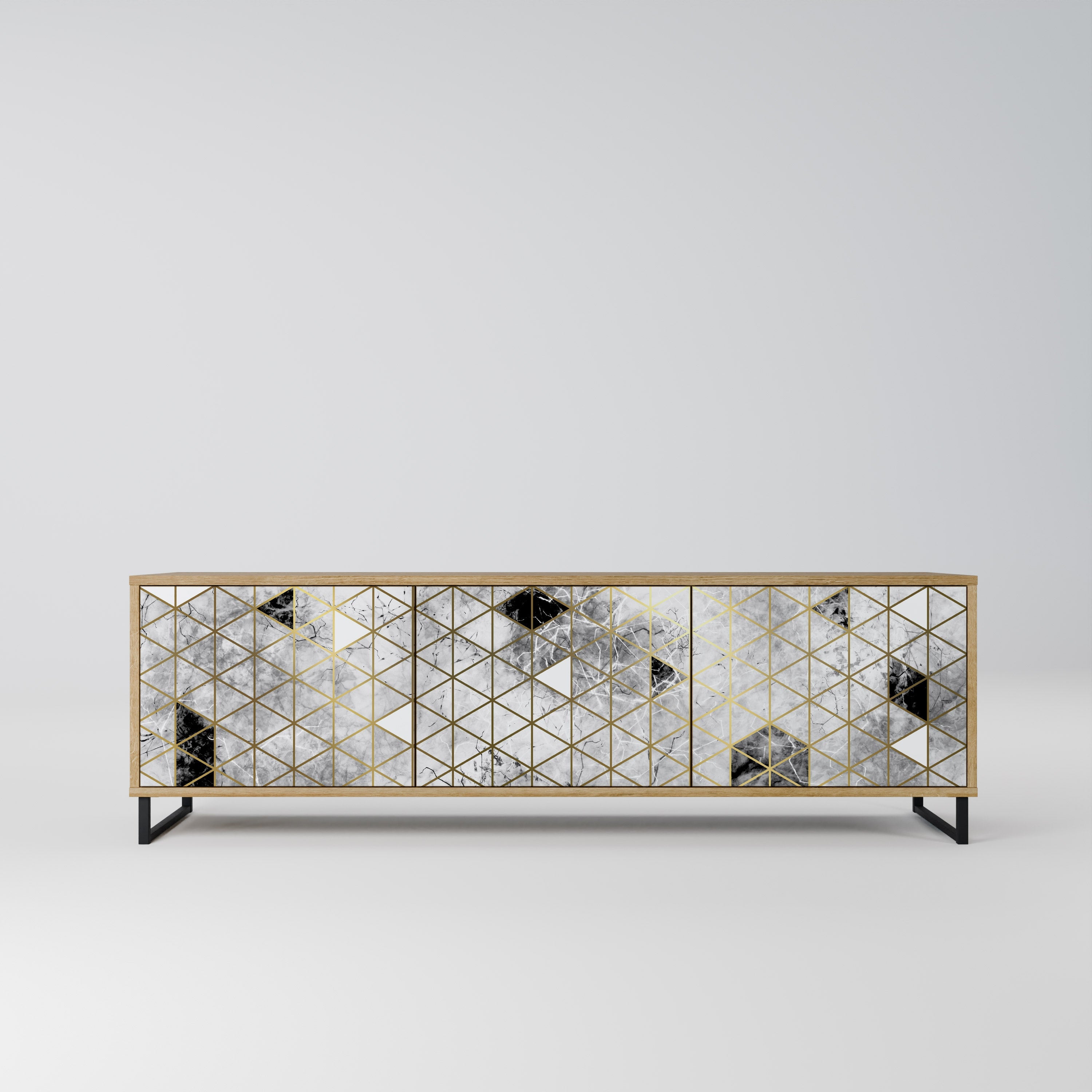 Meuble TV 3 portes ASHEN ARIA effet chêne