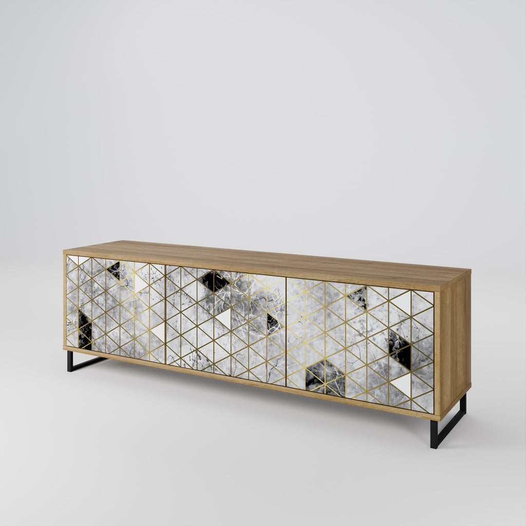 Meuble TV 3 portes ASHEN ARIA effet chêne