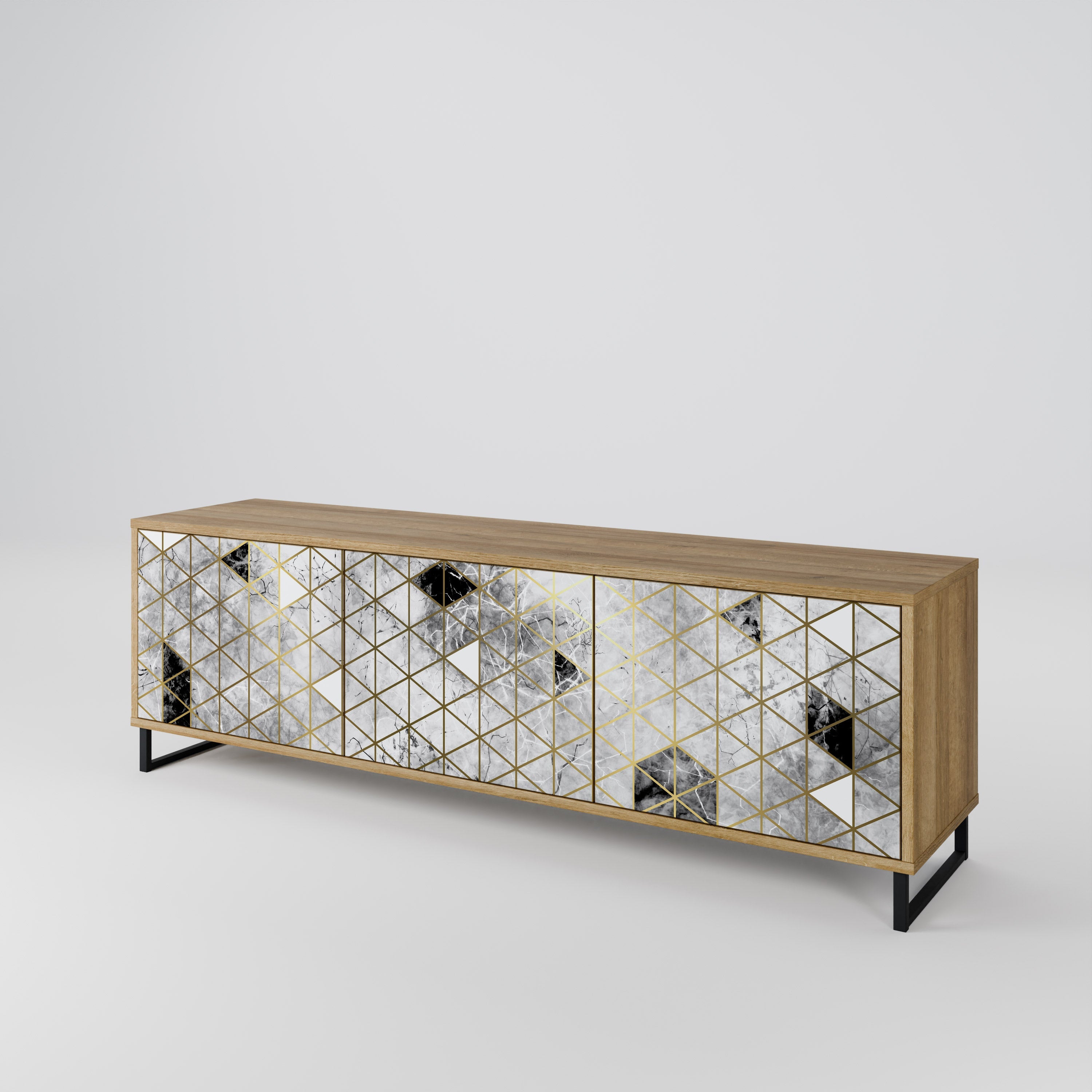 Meuble TV 3 portes ASHEN ARIA effet chêne