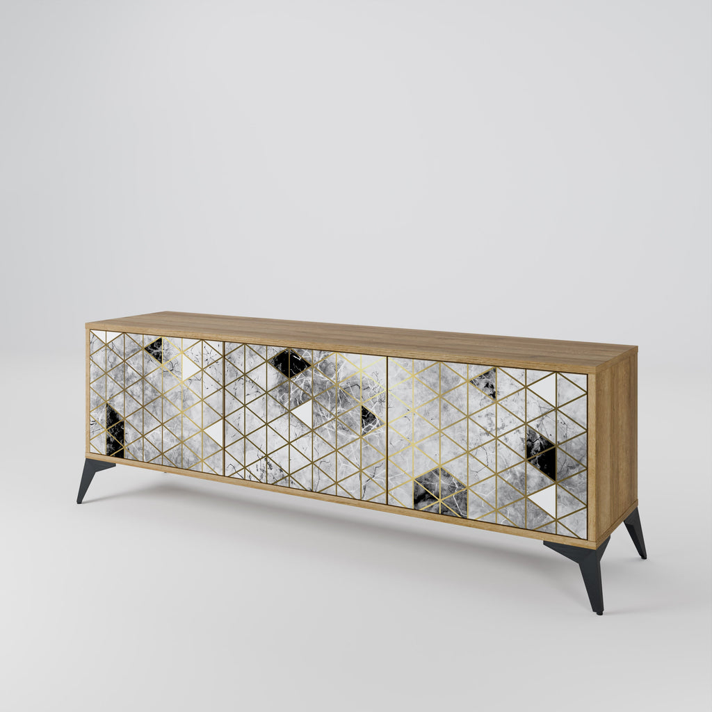 Meuble TV 3 portes ASHEN ARIA effet chêne