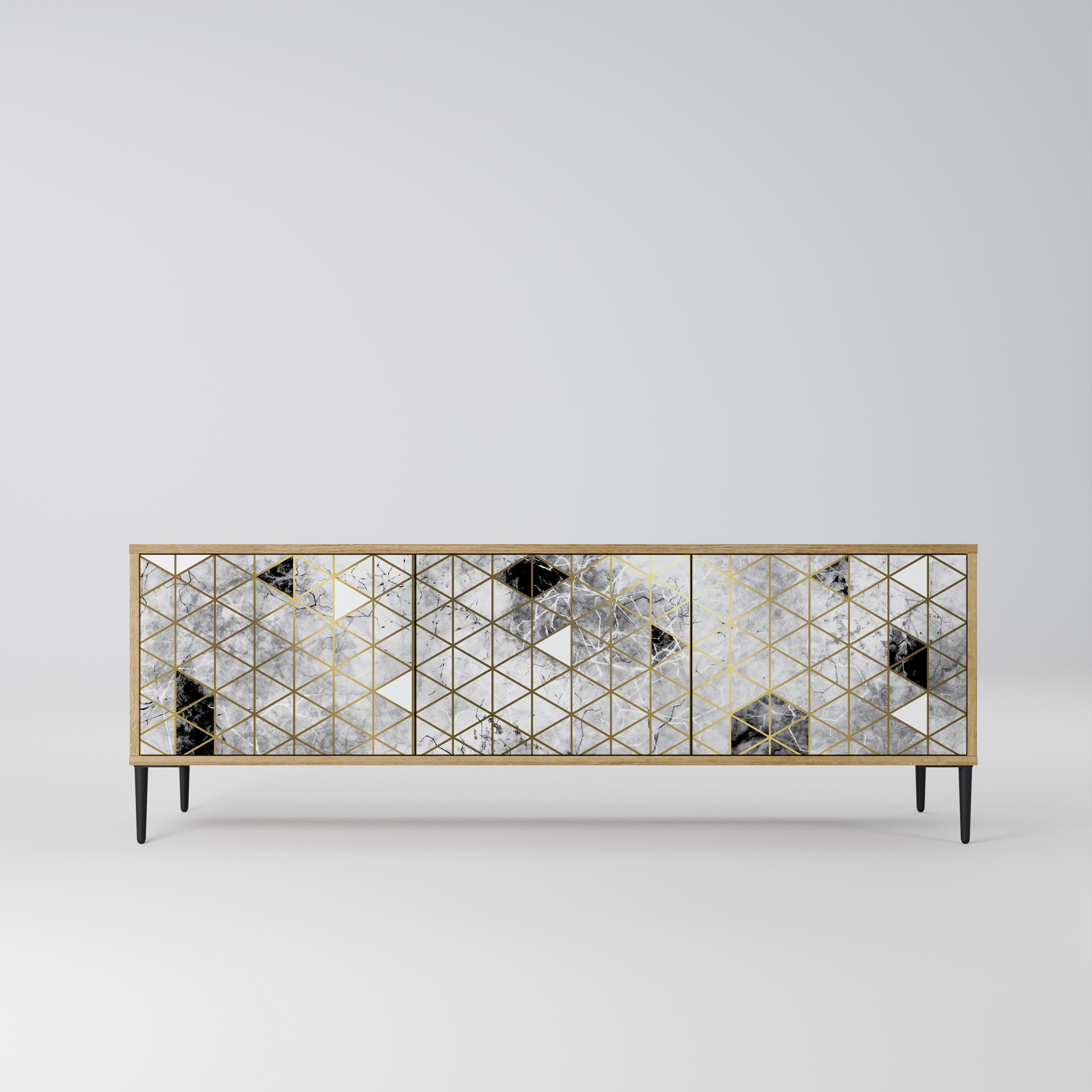 Meuble TV 3 portes ASHEN ARIA effet chêne