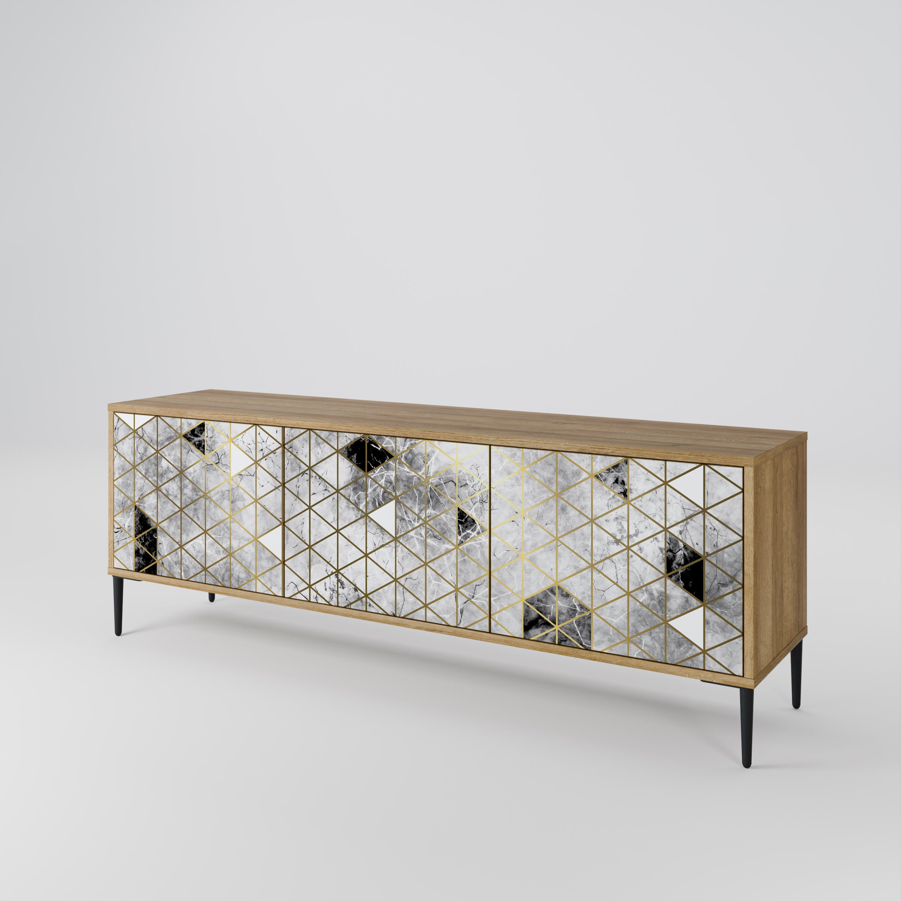 Meuble TV 3 portes ASHEN ARIA effet chêne