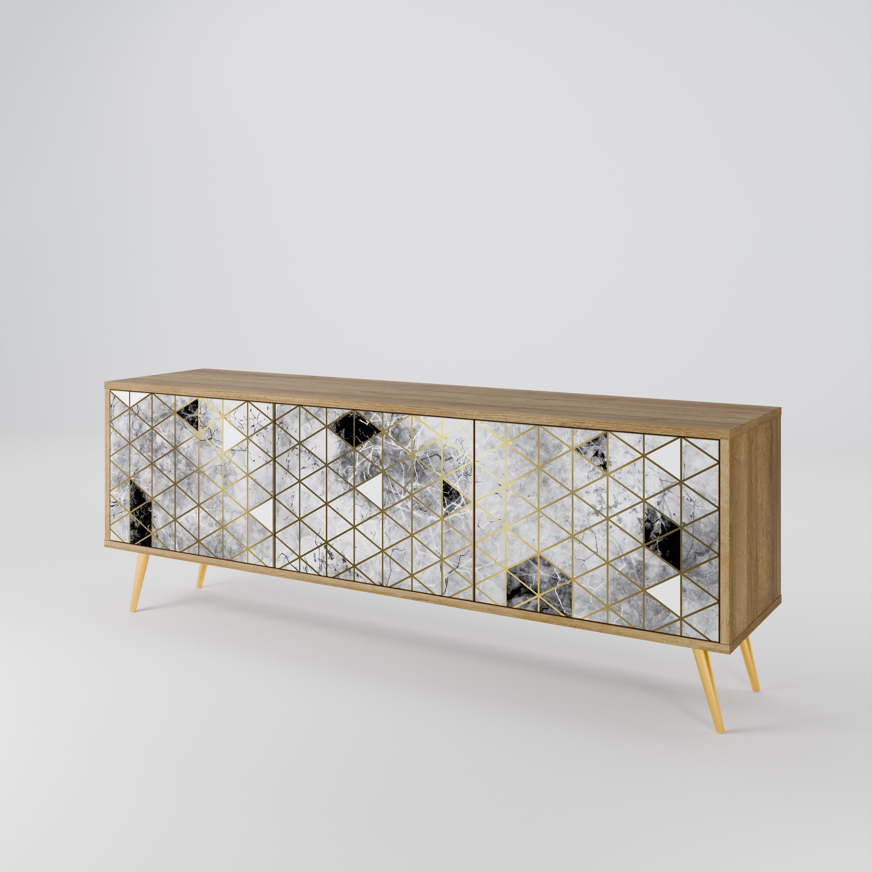 Meuble TV 3 portes ASHEN ARIA effet chêne