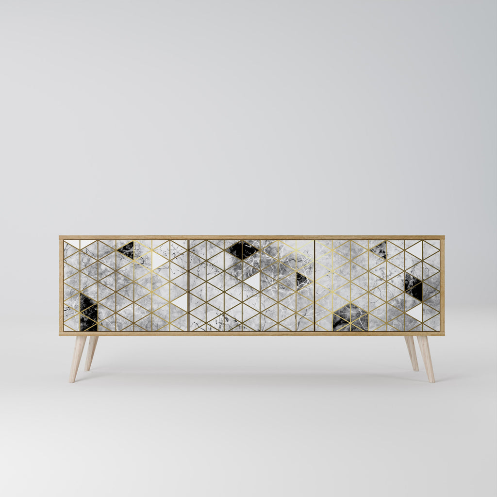 Meuble TV 3 portes ASHEN ARIA effet chêne