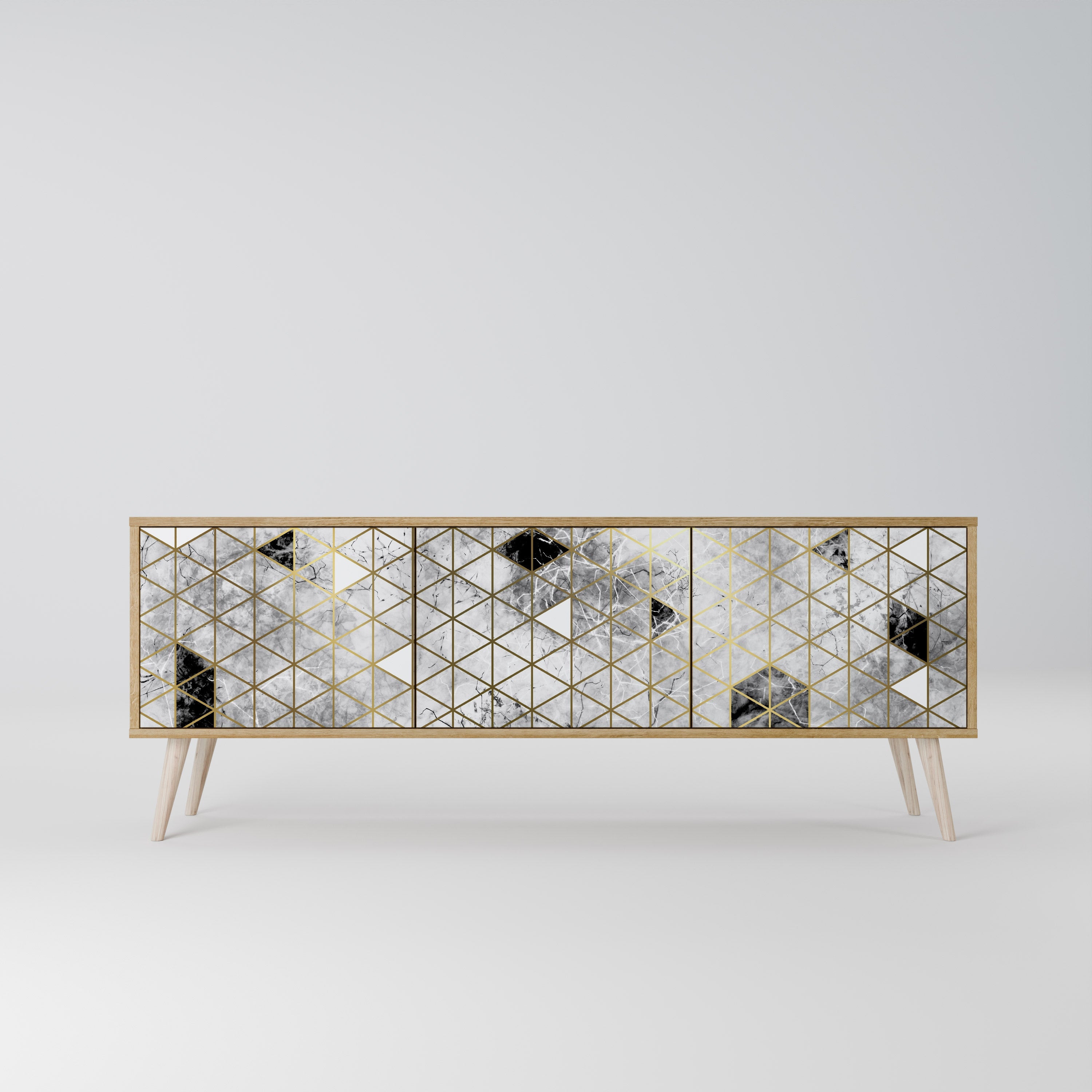 Meuble TV 3 portes ASHEN ARIA effet chêne