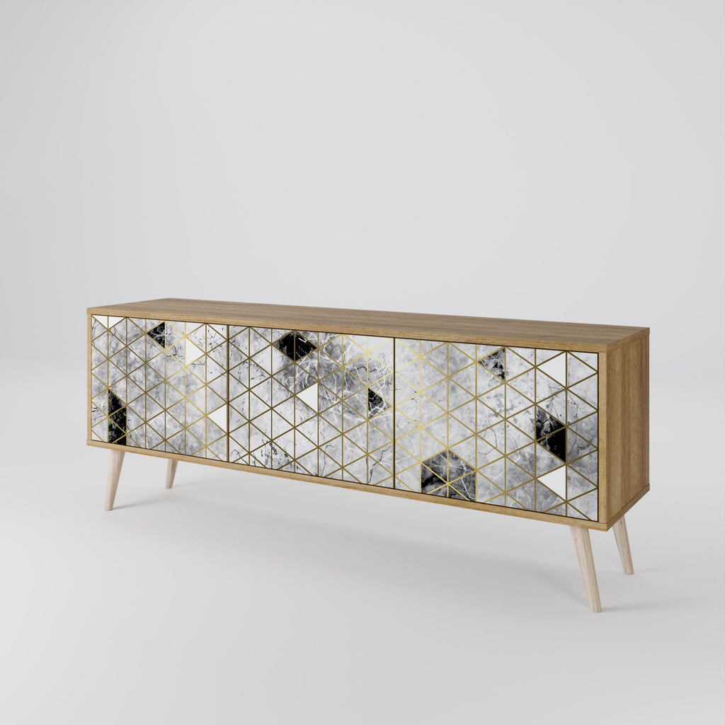 Meuble TV 3 portes ASHEN ARIA effet chêne