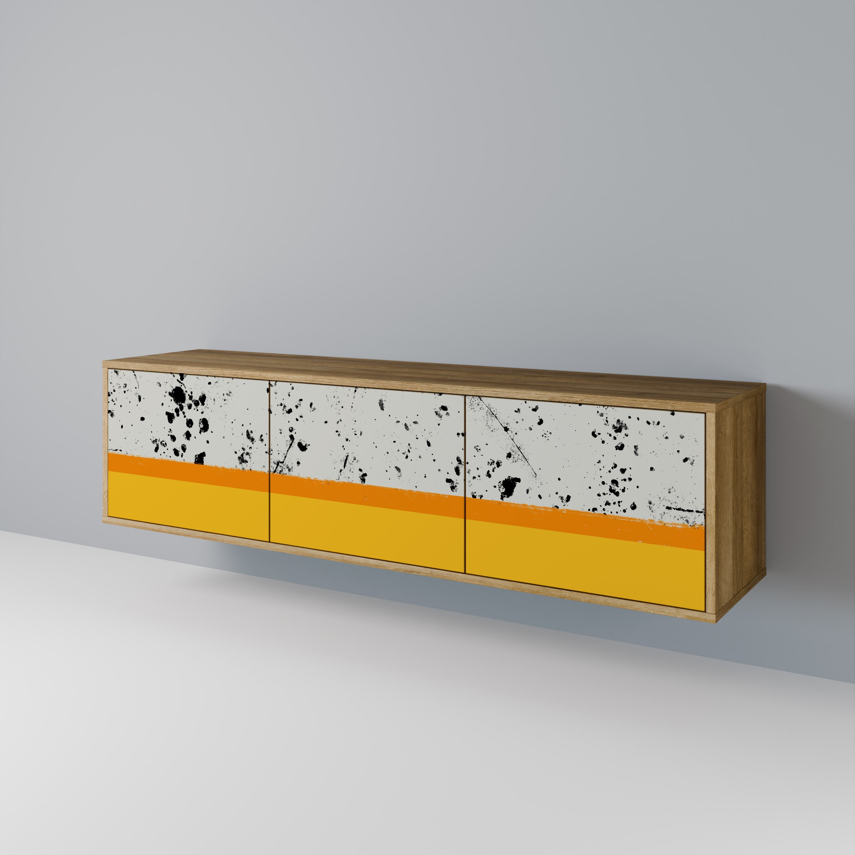 Meuble TV 3 portes DYED BY ORANGE effet chêne