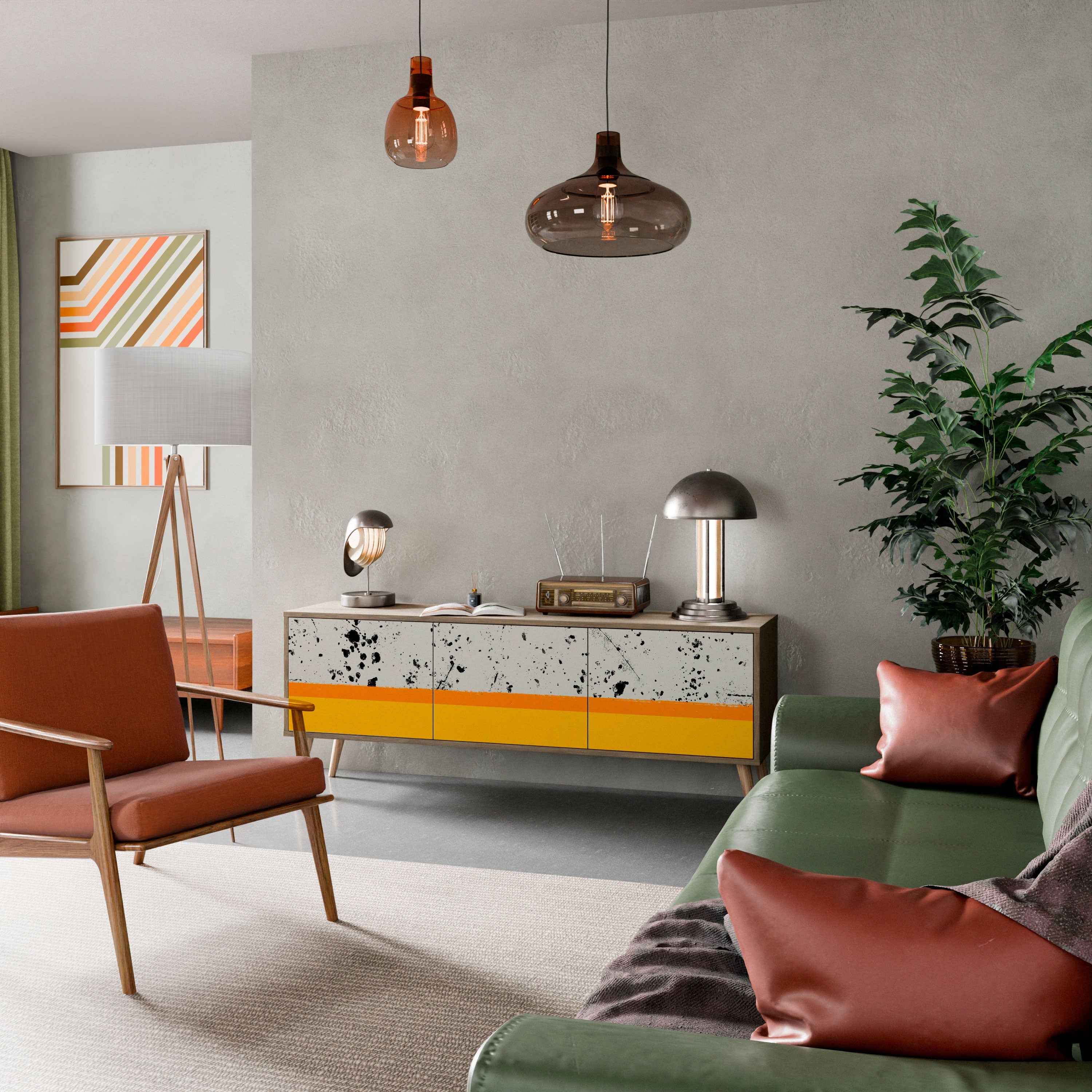 Meuble TV 3 portes DYED BY ORANGE effet chêne