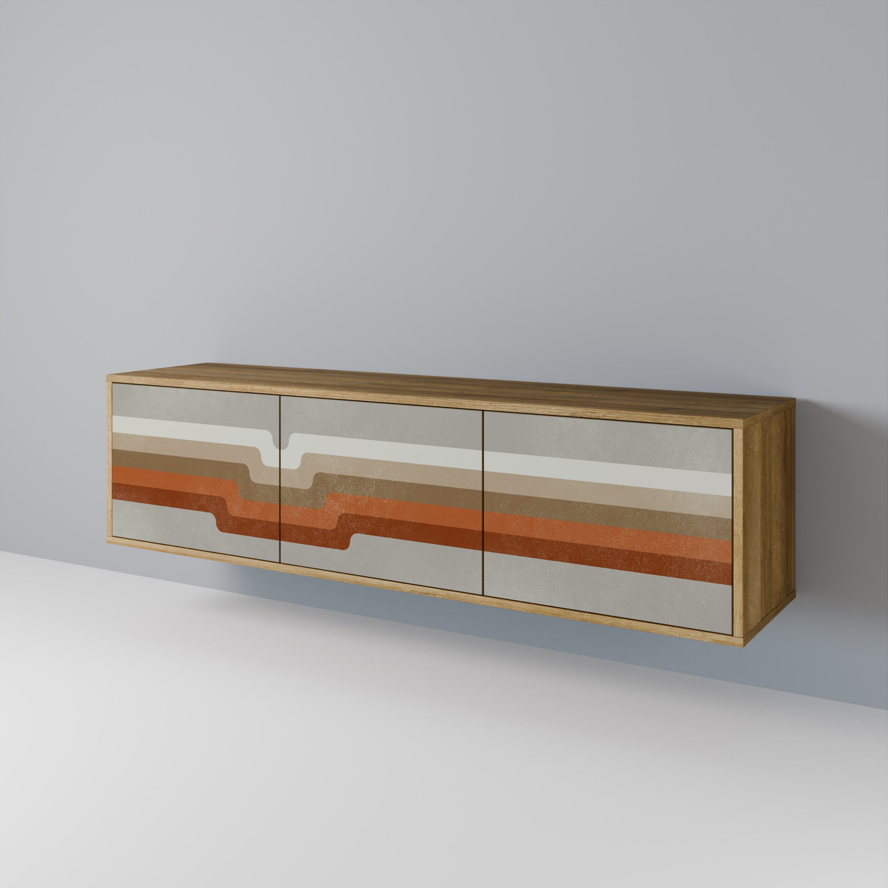 Meuble TV 3 portes PECULIAR TRAIL effet chêne