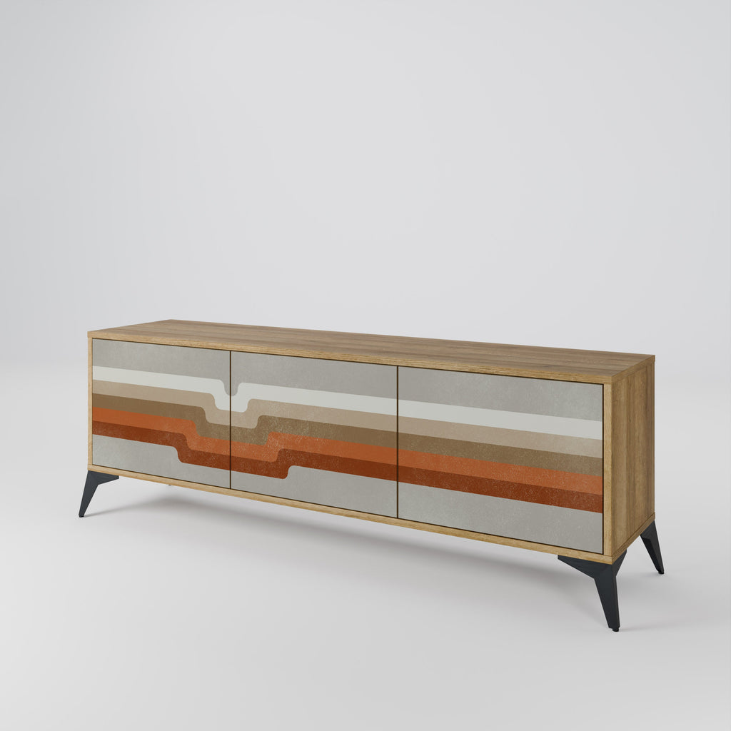 Meuble TV 3 portes PECULIAR TRAIL effet chêne