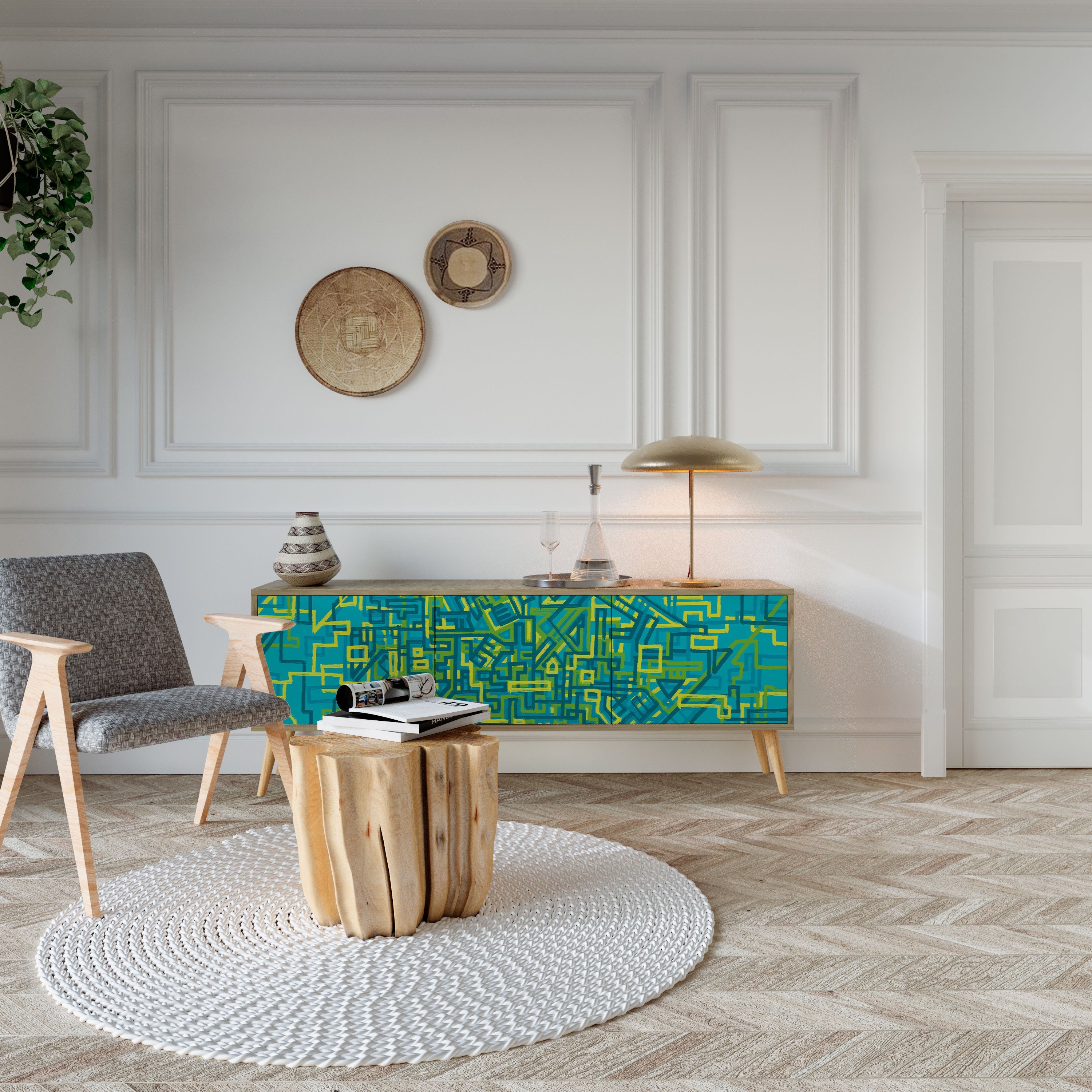 Meuble TV 3 portes effet chêne NOSTALGIC MEMORIES