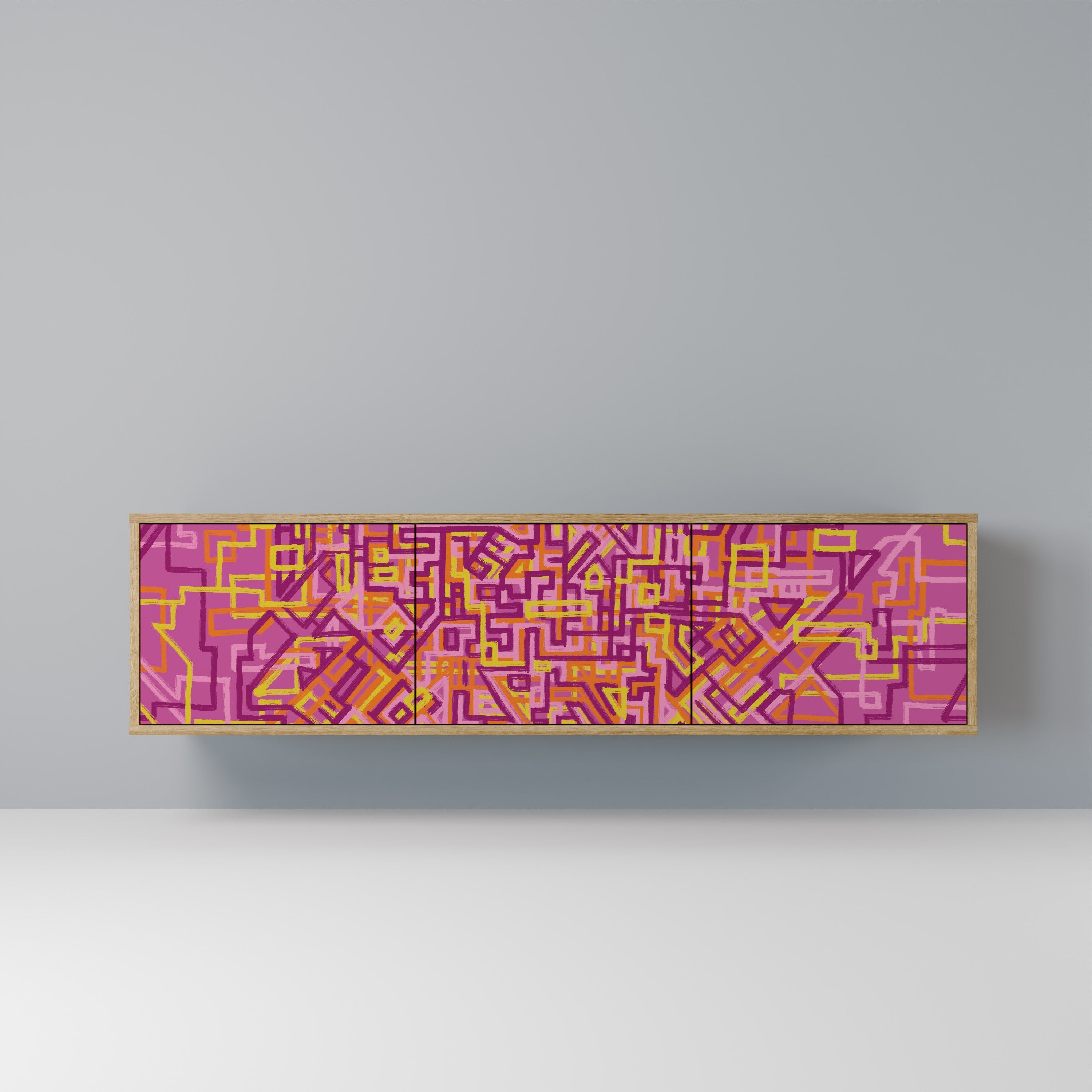 Meuble TV 3 portes LOVELY MEMORIES effet chêne