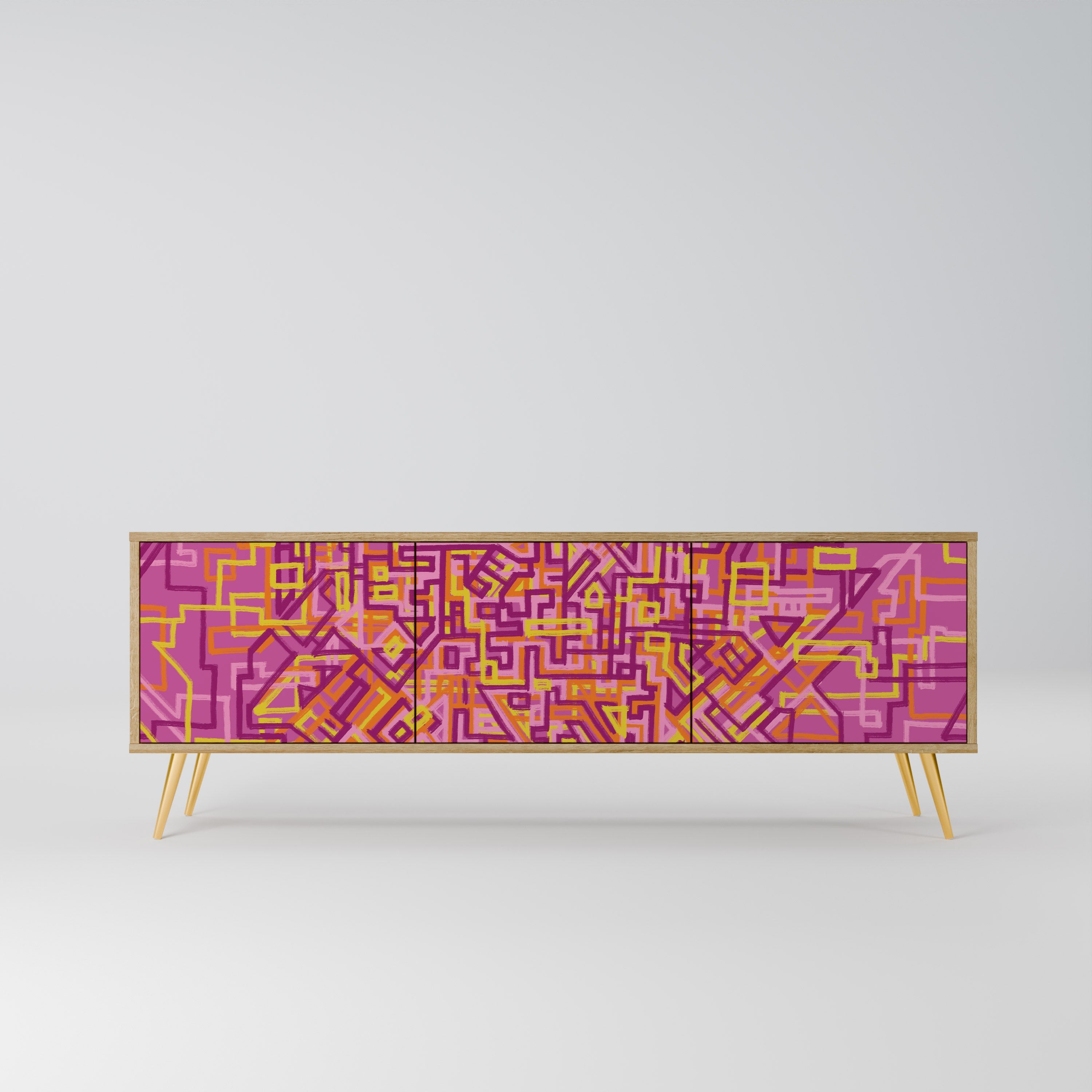 Meuble TV 3 portes LOVELY MEMORIES effet chêne