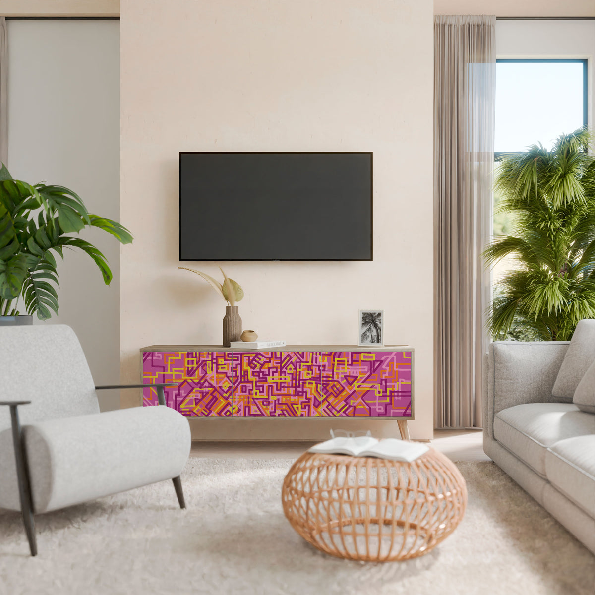LOVELY MEMORIES 3-Door TV Cabinet