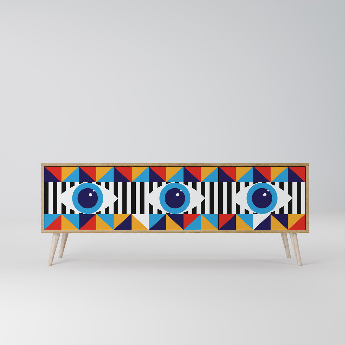 ABSTRACTION AND GEOMETRY 3-Door TV Cabinet