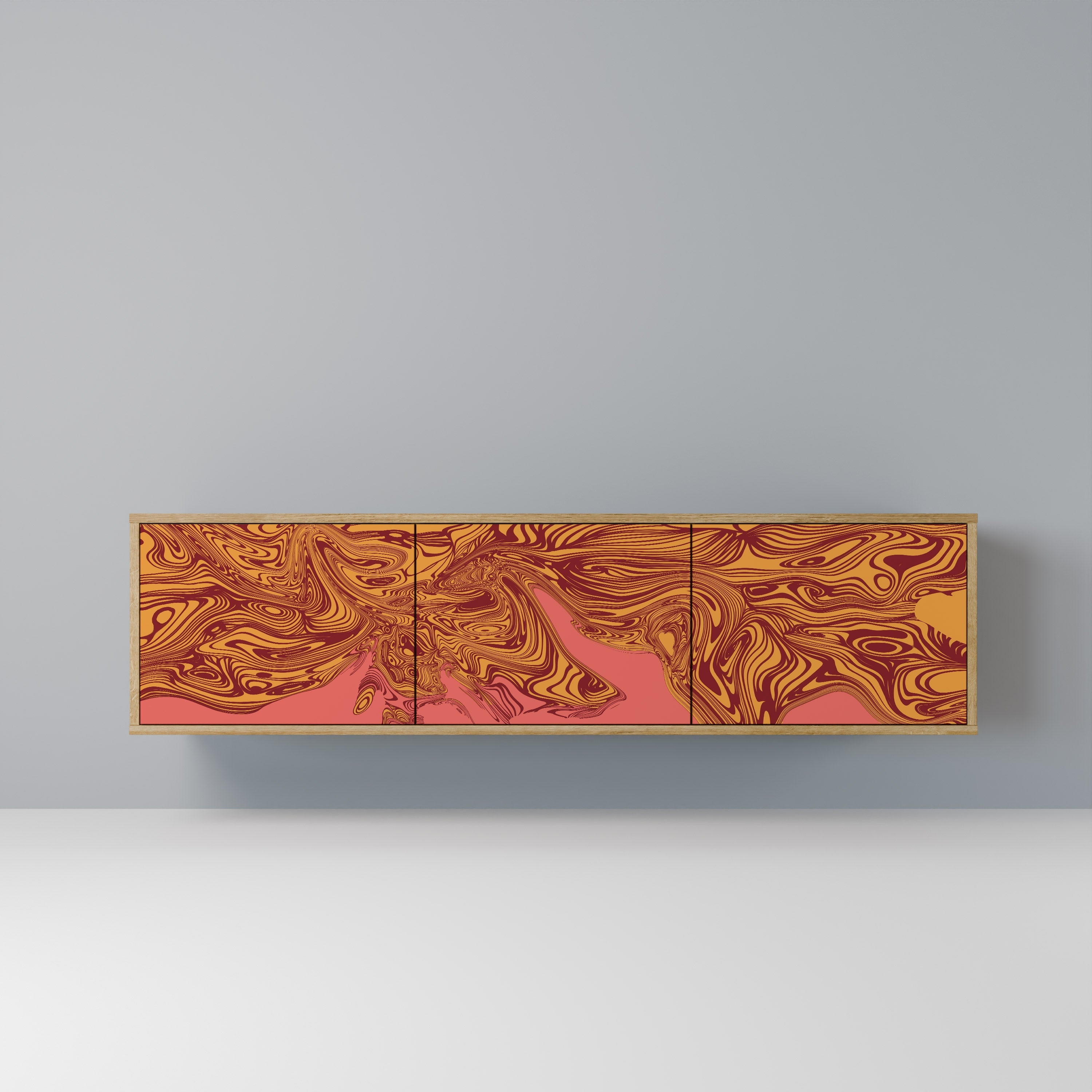 Meuble TV 3 portes FLOATING THOUGHTS effet chêne