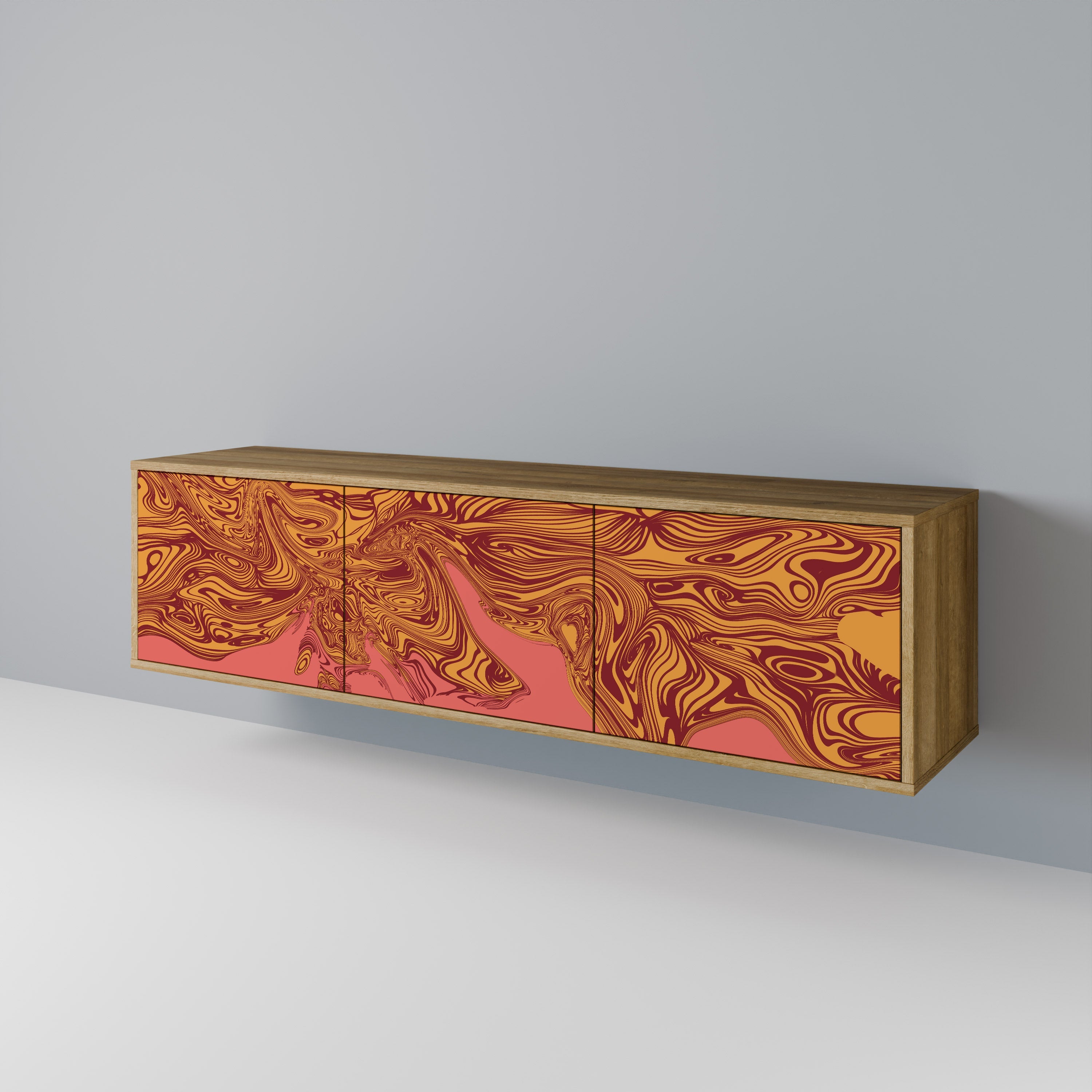 Meuble TV 3 portes FLOATING THOUGHTS effet chêne