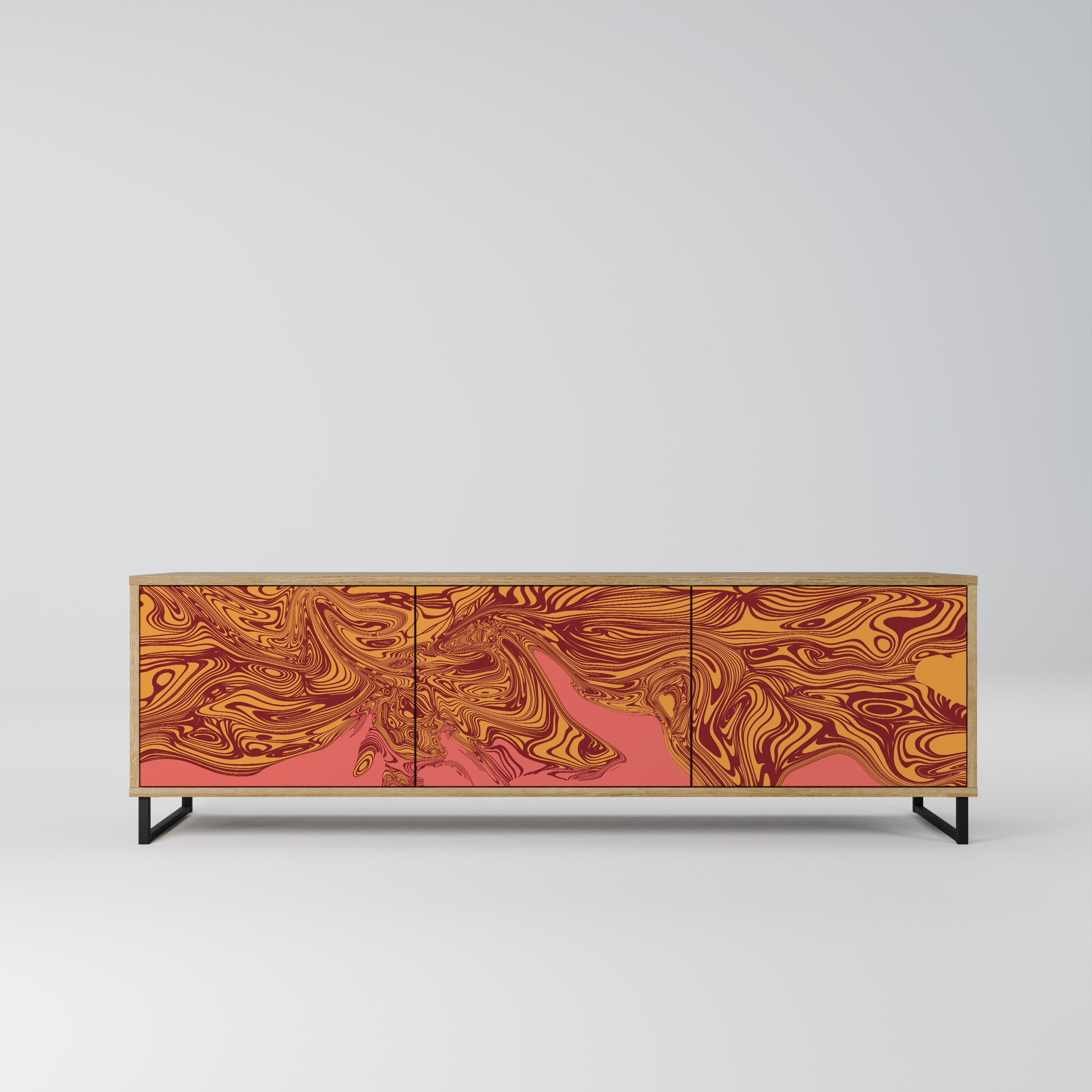 Meuble TV 3 portes FLOATING THOUGHTS effet chêne