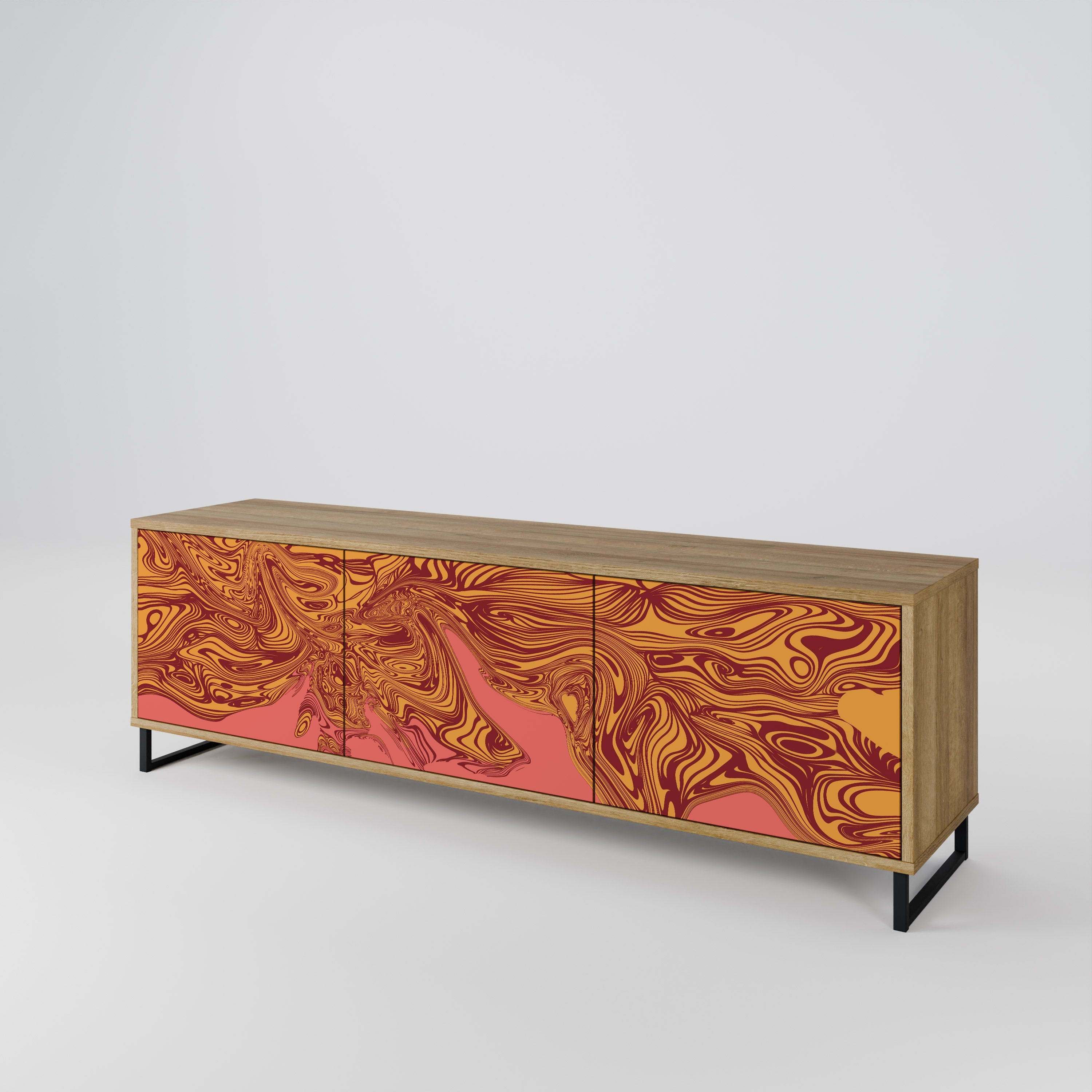 Meuble TV 3 portes FLOATING THOUGHTS effet chêne