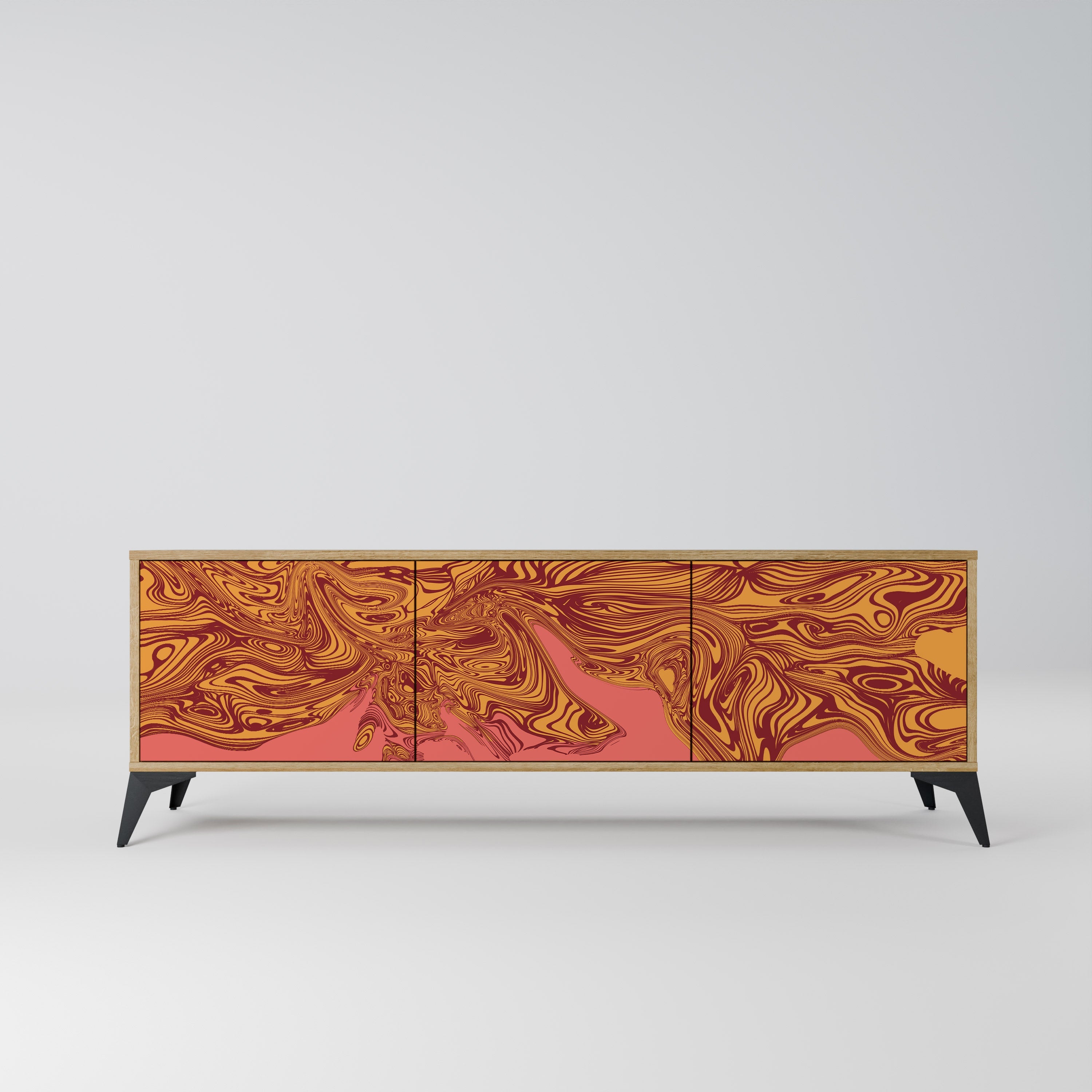 Meuble TV 3 portes FLOATING THOUGHTS effet chêne