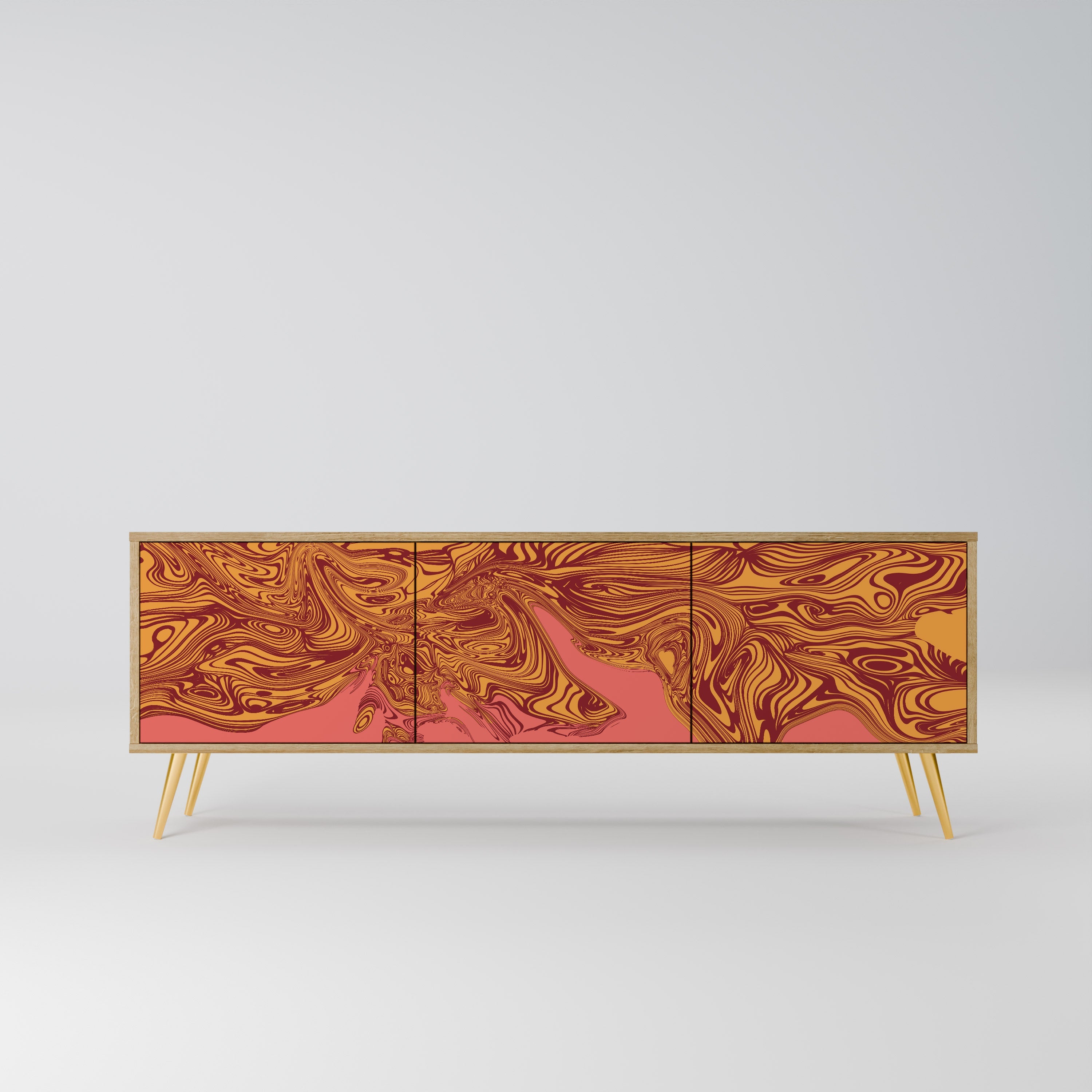 Meuble TV 3 portes FLOATING THOUGHTS effet chêne