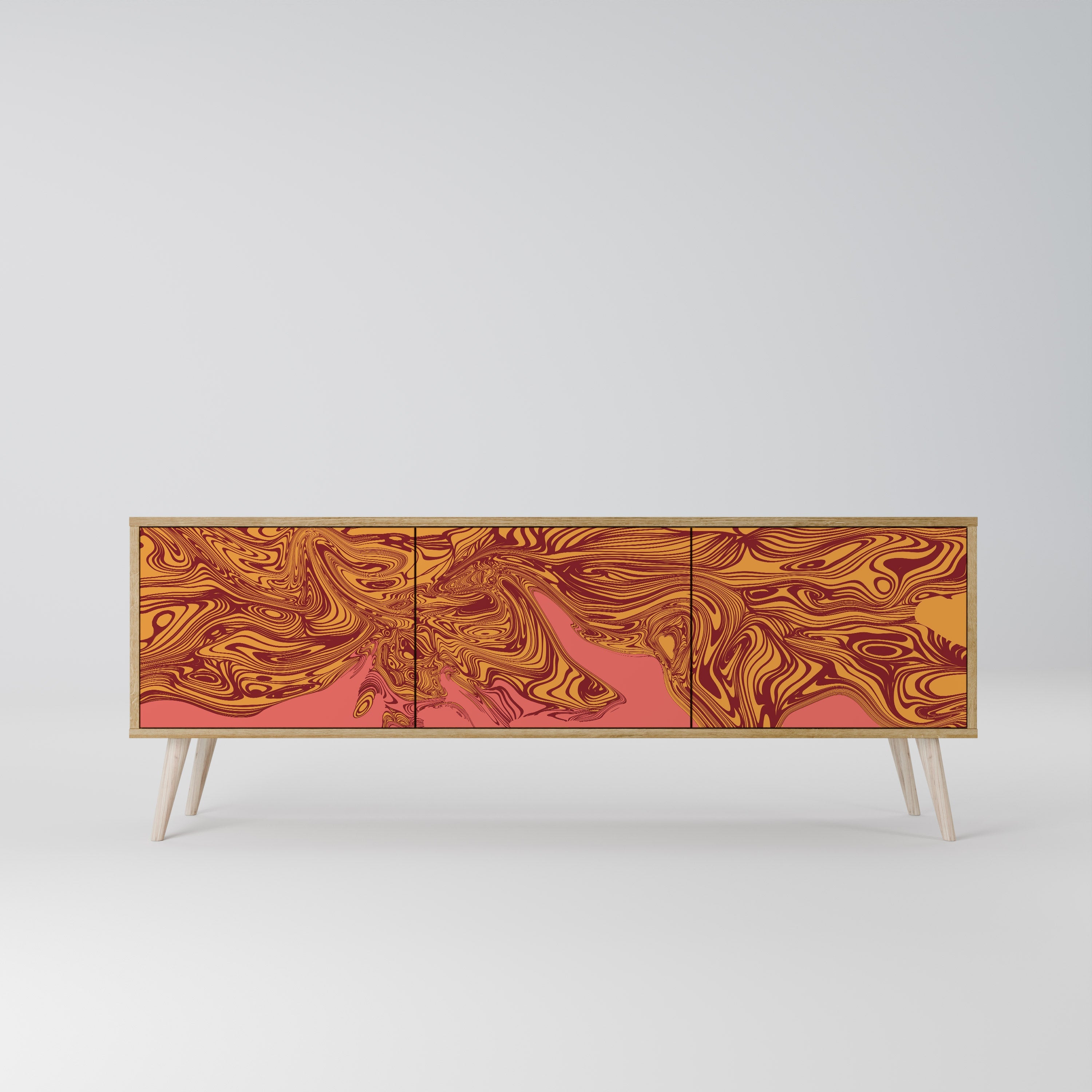 Meuble TV 3 portes FLOATING THOUGHTS effet chêne