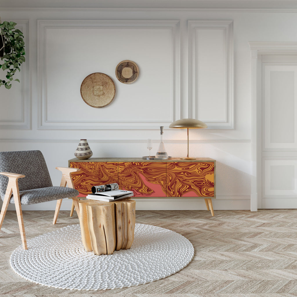 Meuble TV 3 portes FLOATING THOUGHTS effet chêne