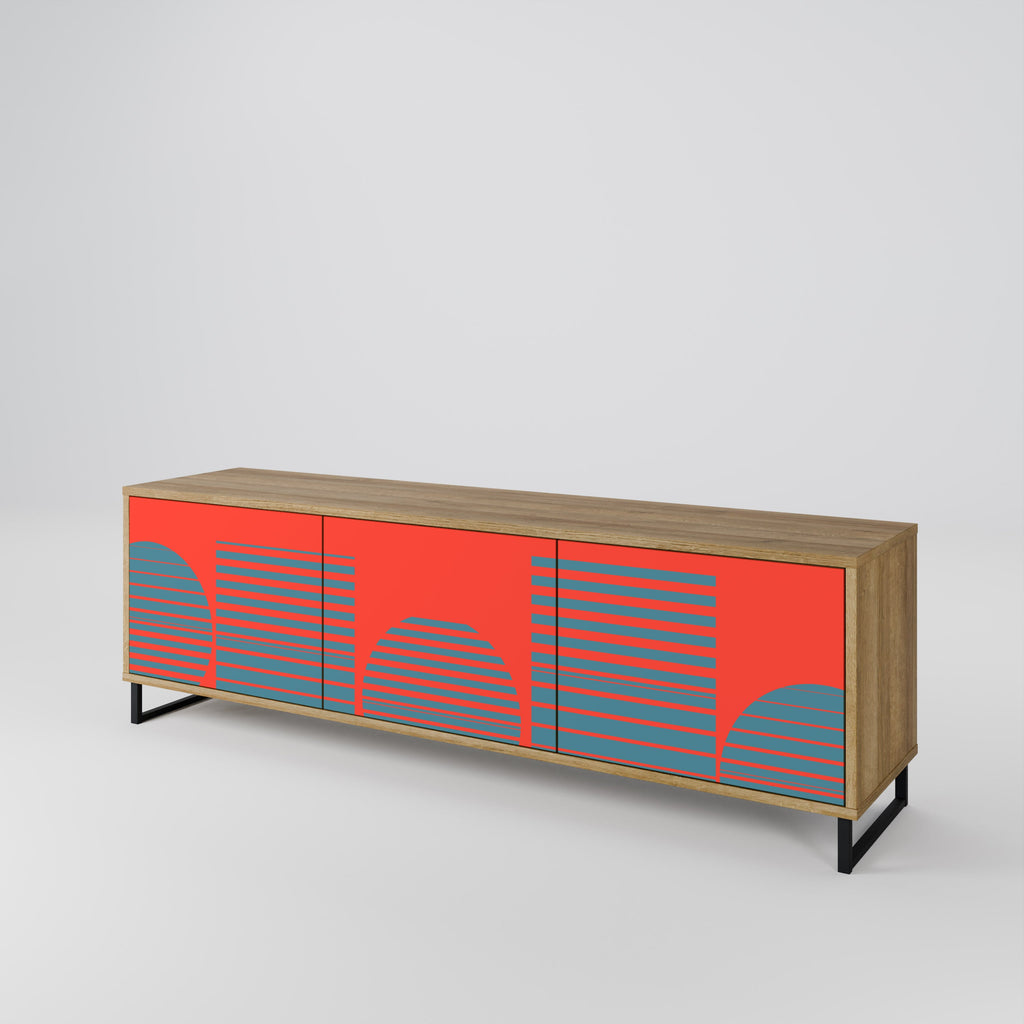 Meuble TV 3 portes RISING GEOMETRY STARS effet chêne