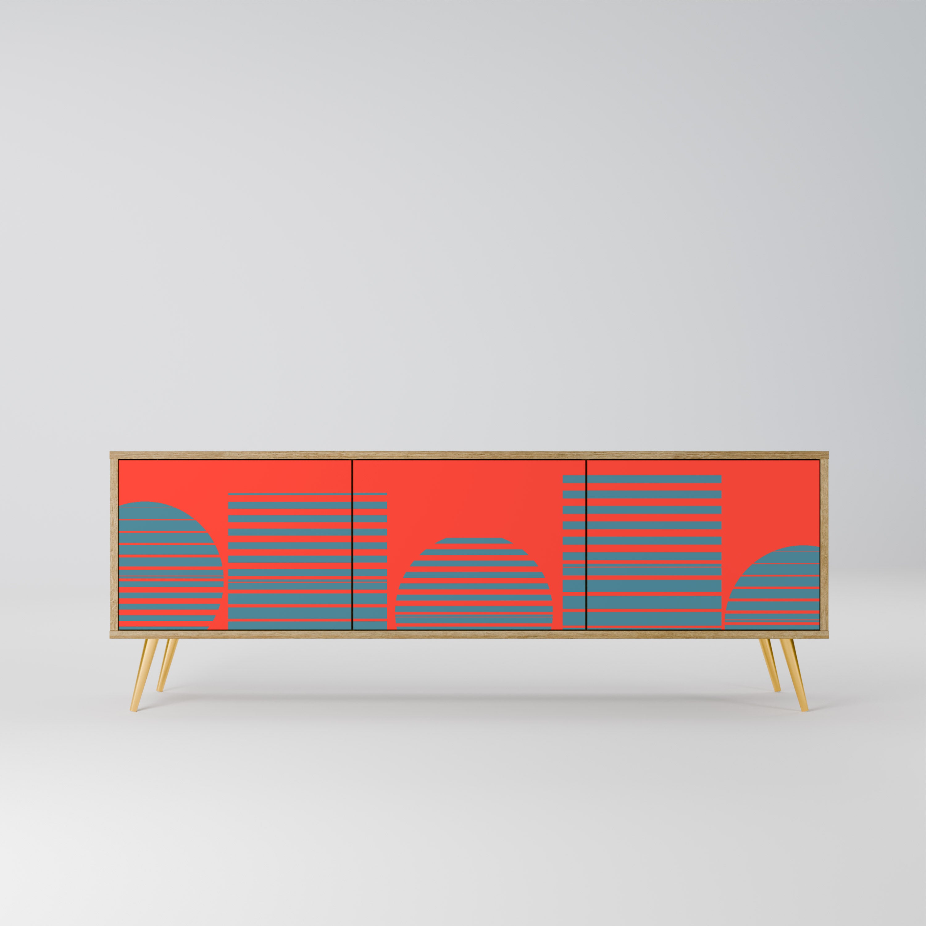 Meuble TV 3 portes RISING GEOMETRY STARS effet chêne