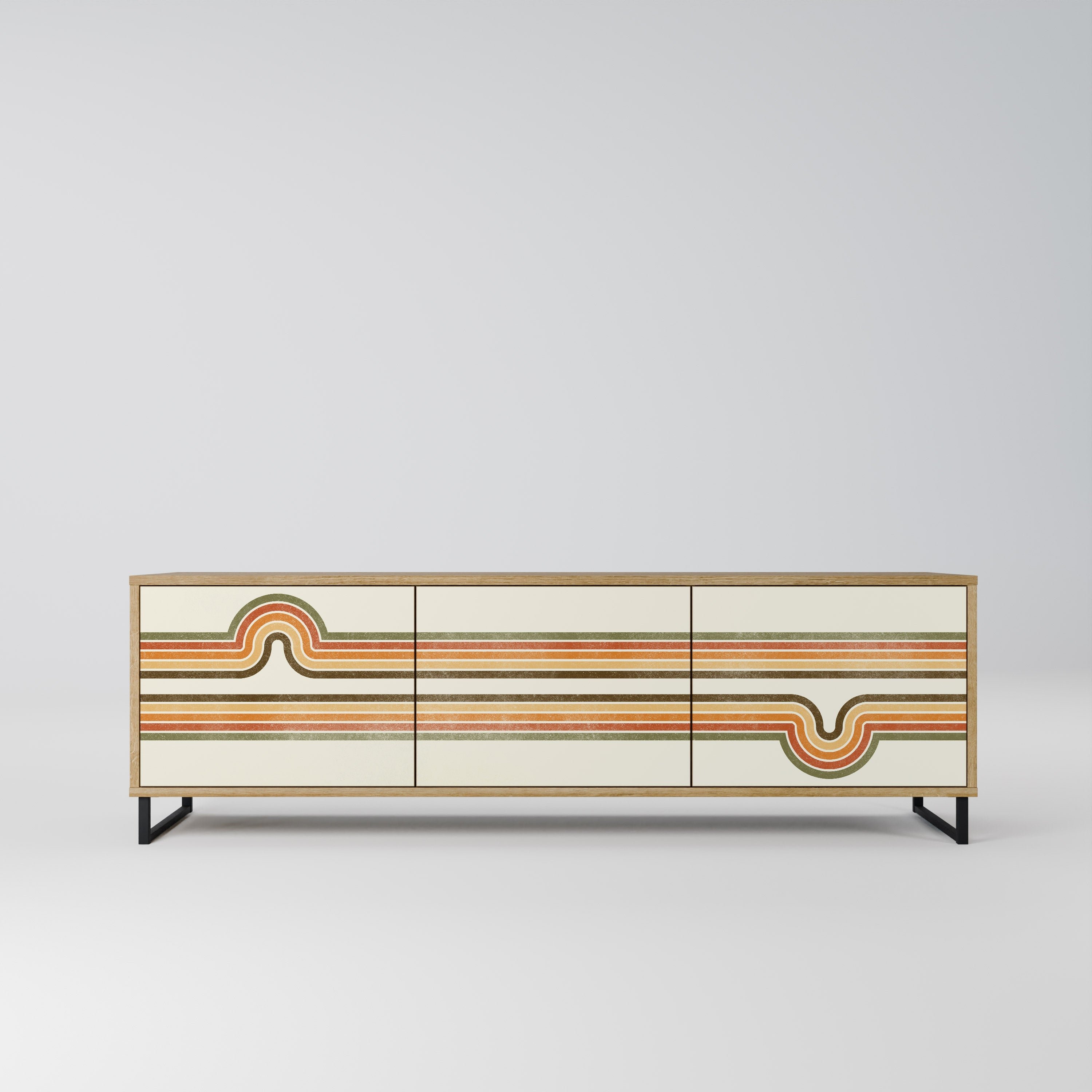 Meuble TV 3 portes EXCEPTIONNEL STREAM effet chêne