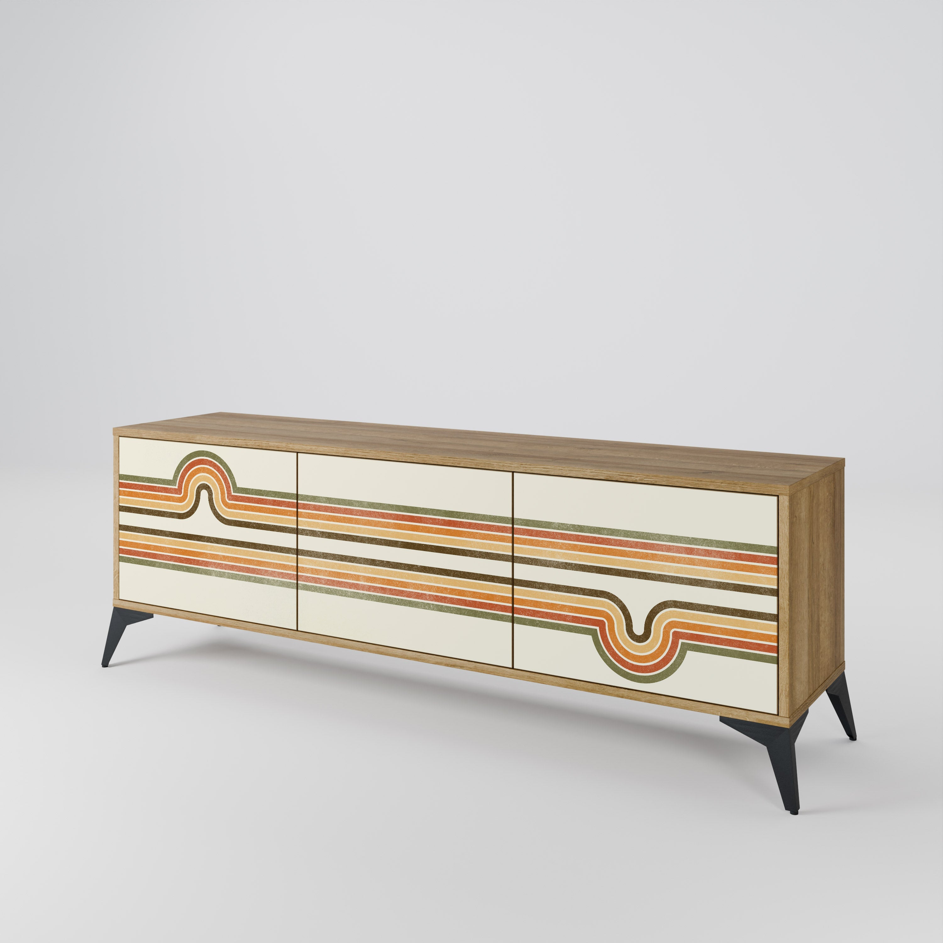 Meuble TV 3 portes EXCEPTIONNEL STREAM effet chêne