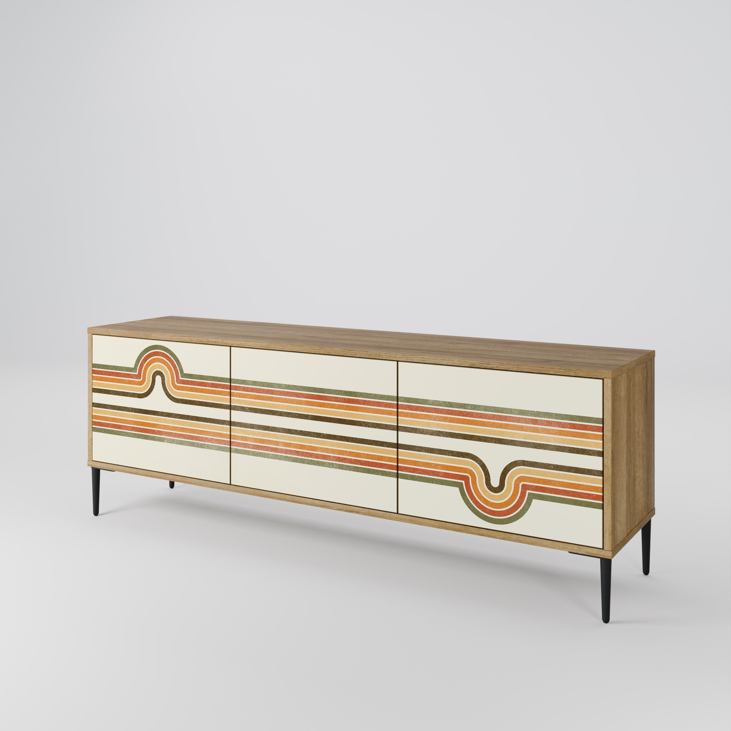 Meuble TV 3 portes EXCEPTIONNEL STREAM effet chêne