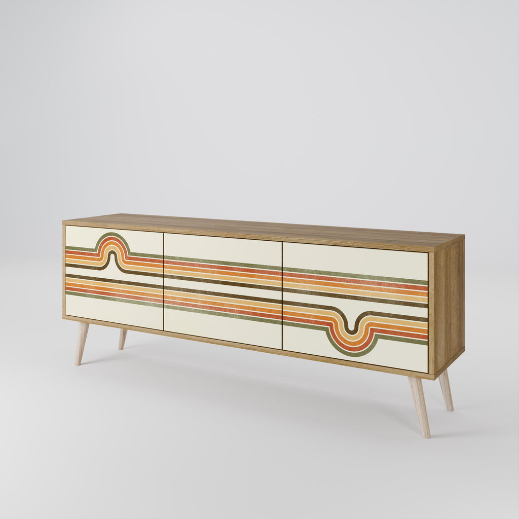 Meuble TV 3 portes EXCEPTIONNEL STREAM effet chêne