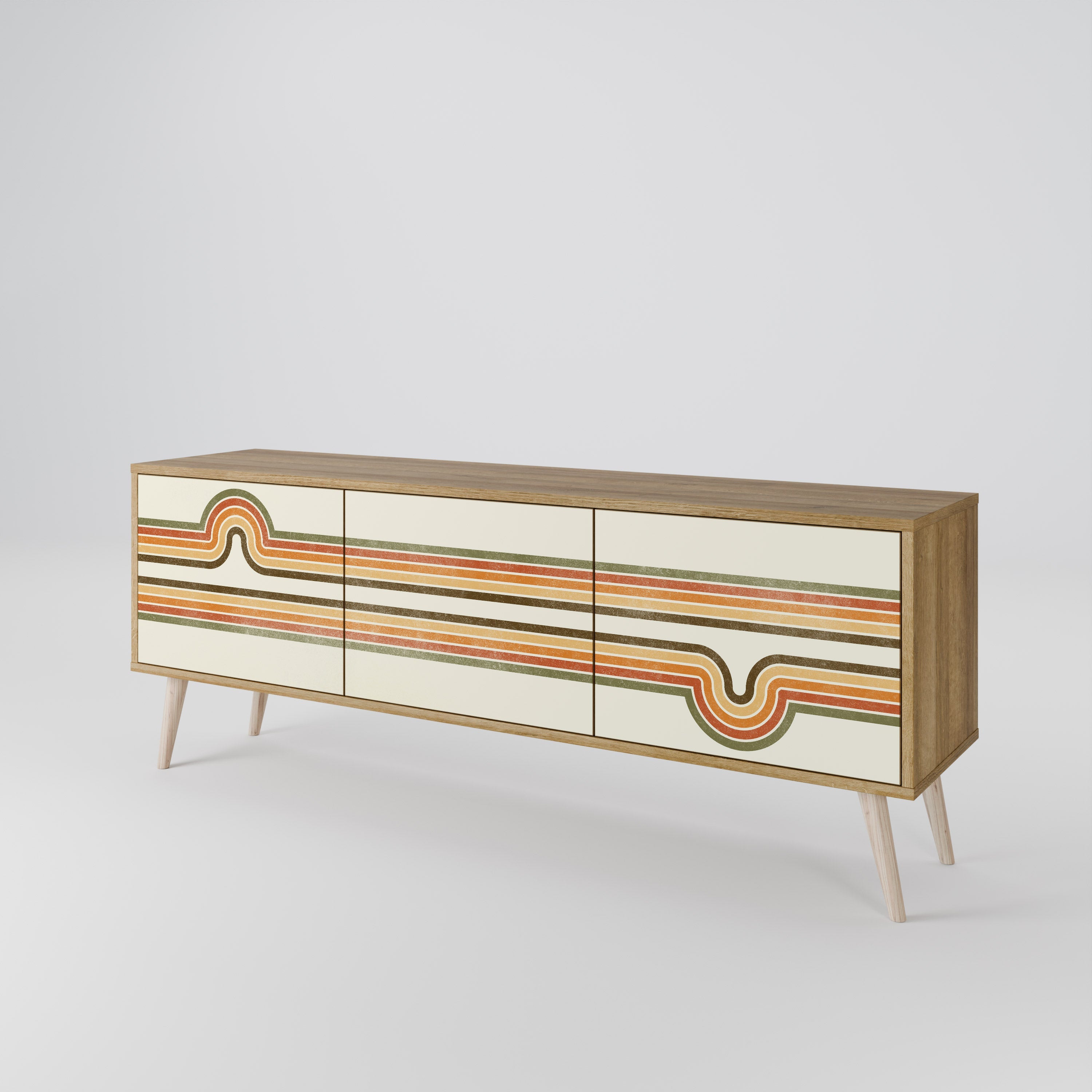 Meuble TV 3 portes EXCEPTIONNEL STREAM effet chêne