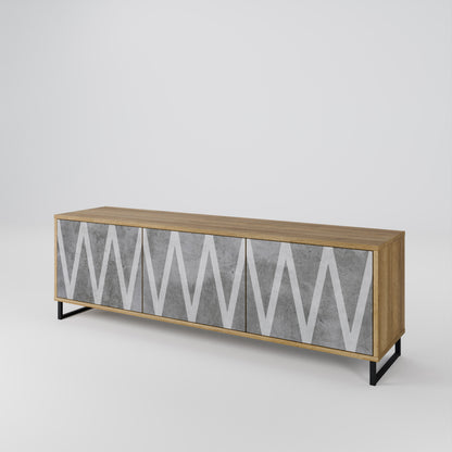SOLID ZIG ZAG 3-Door TV Cabinet