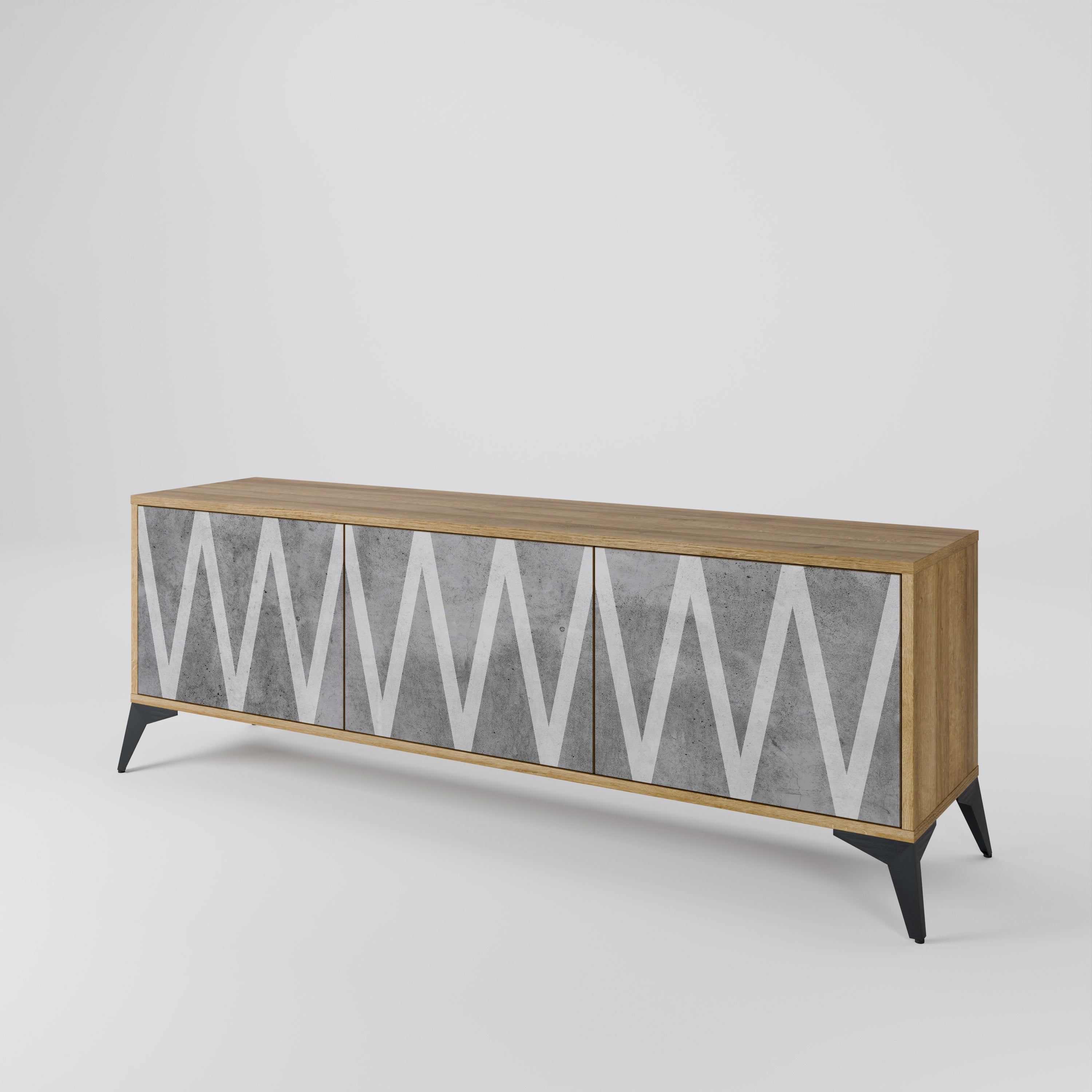 SOLID ZIG ZAG 3-Door TV Cabinet