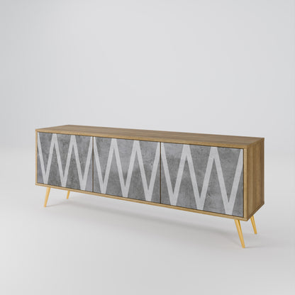 SOLID ZIG ZAG 3-Door TV Cabinet