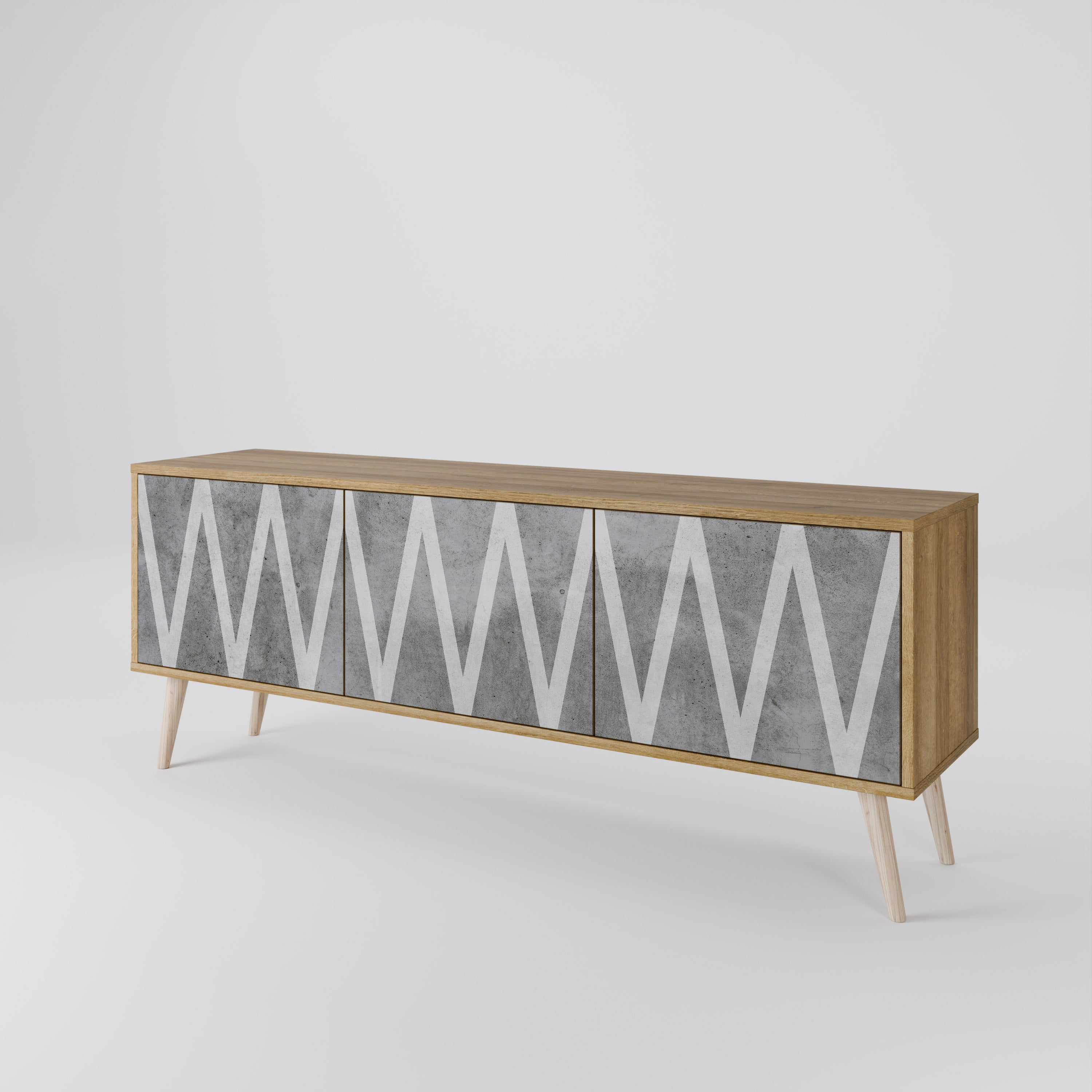 SOLID ZIG ZAG 3-Door TV Cabinet